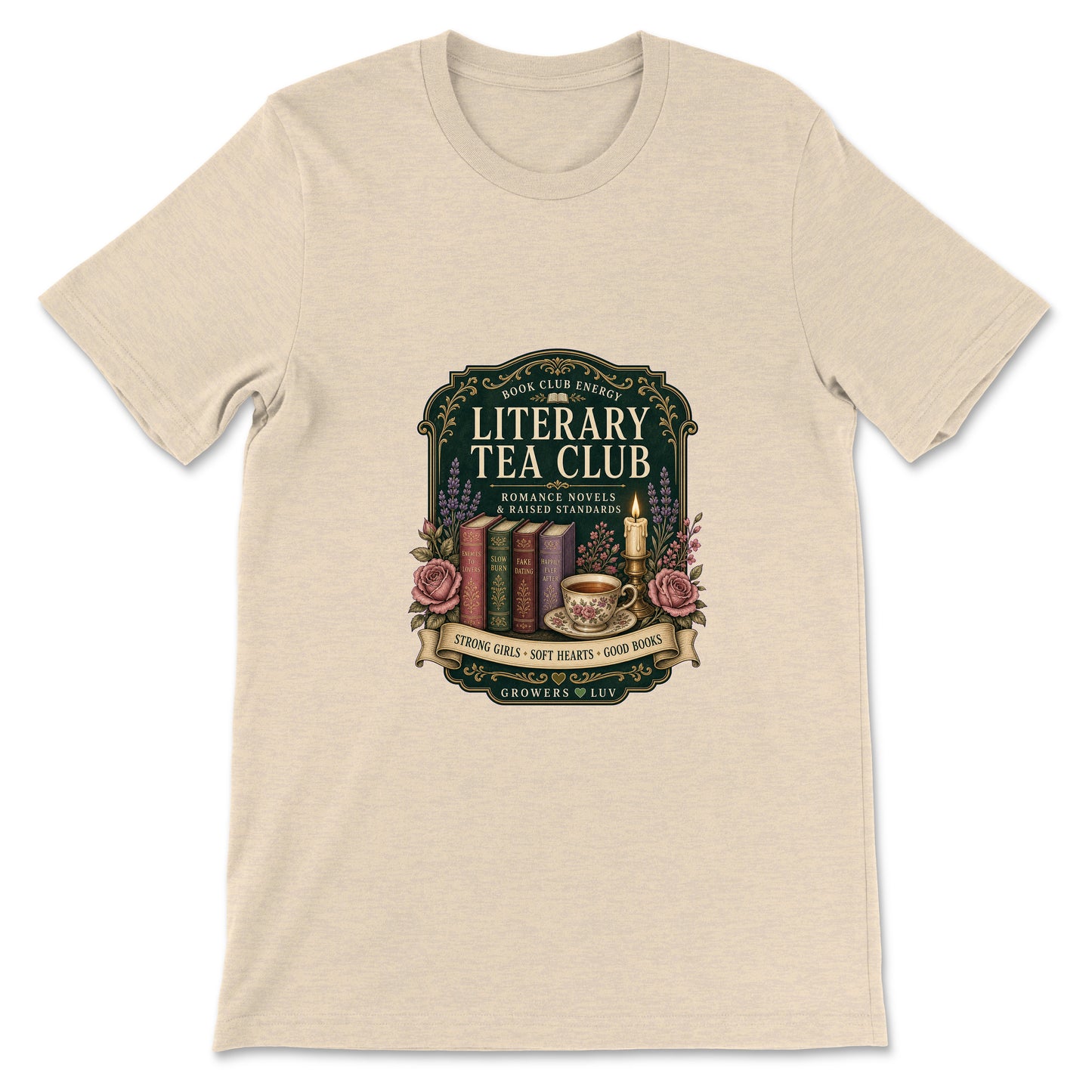 Literary Tea Club Women's Bella Canvas Graphic Tee in Heather Dust