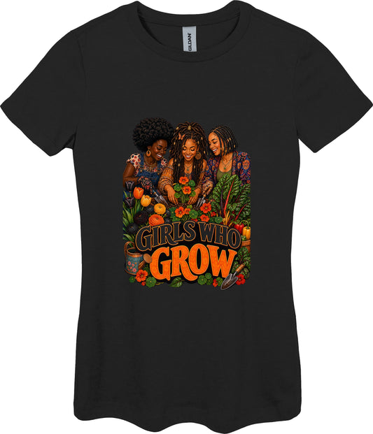 Girls Who Grow Women's Plant Lover Graphic Tee in Black