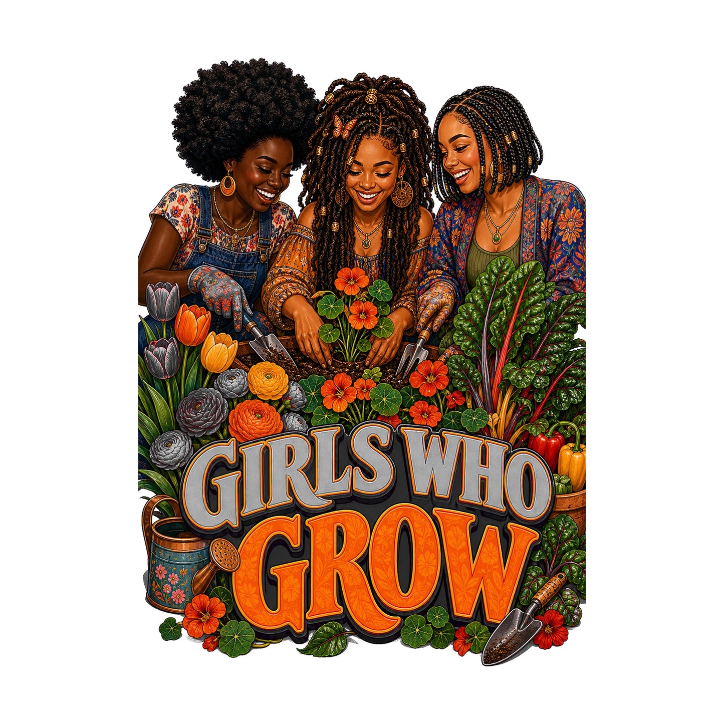 Girls Who Grow Women's Plant Lover Graphic Tee artwork detail