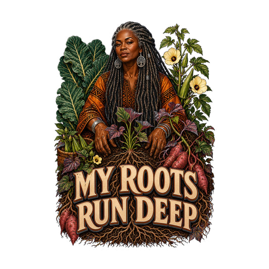 My Roots Run Deep Women's Plant Lover Graphic Tee artwork detail