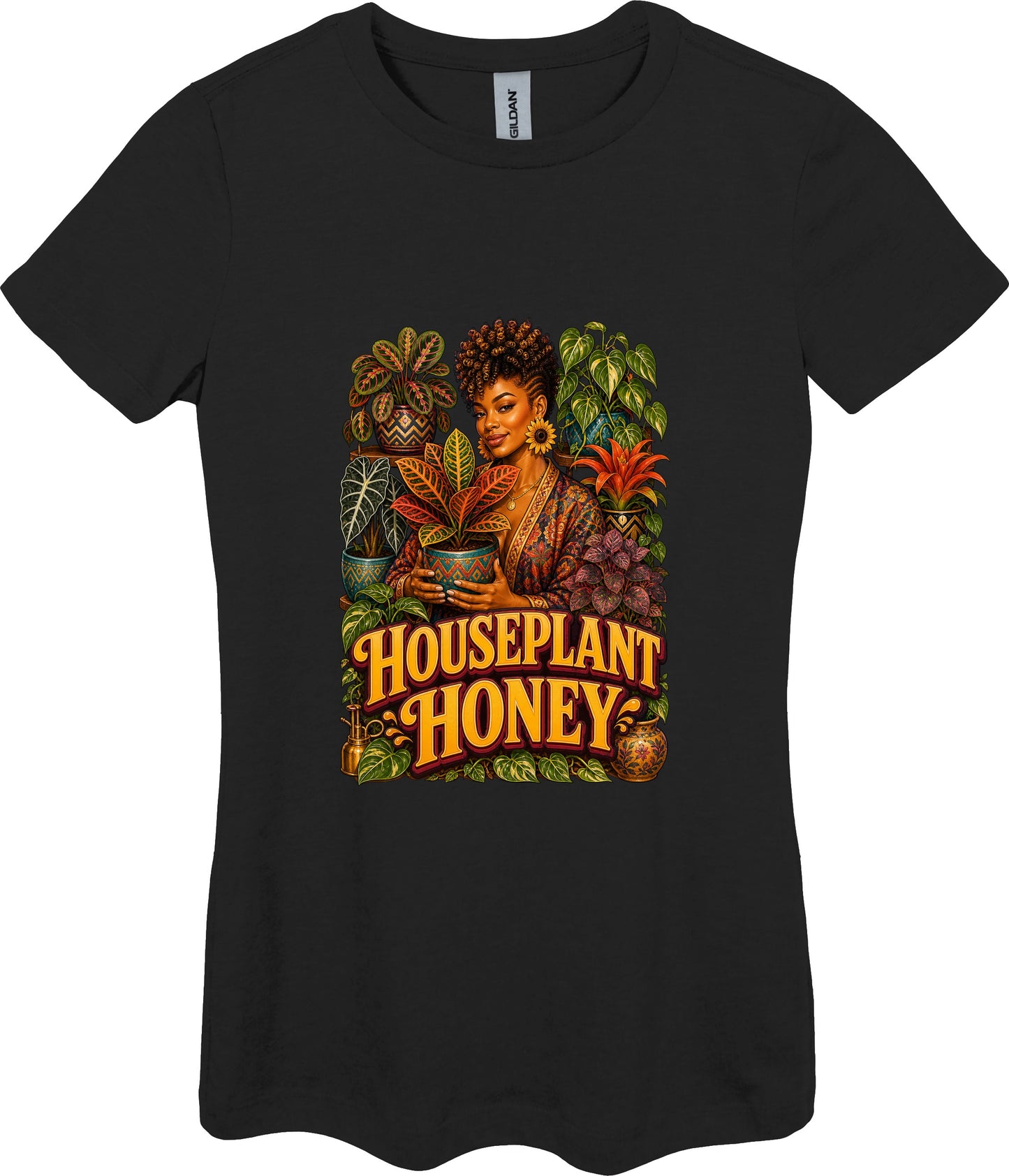 Houseplant Honey Women's Plant Lover Graphic Tee in Black