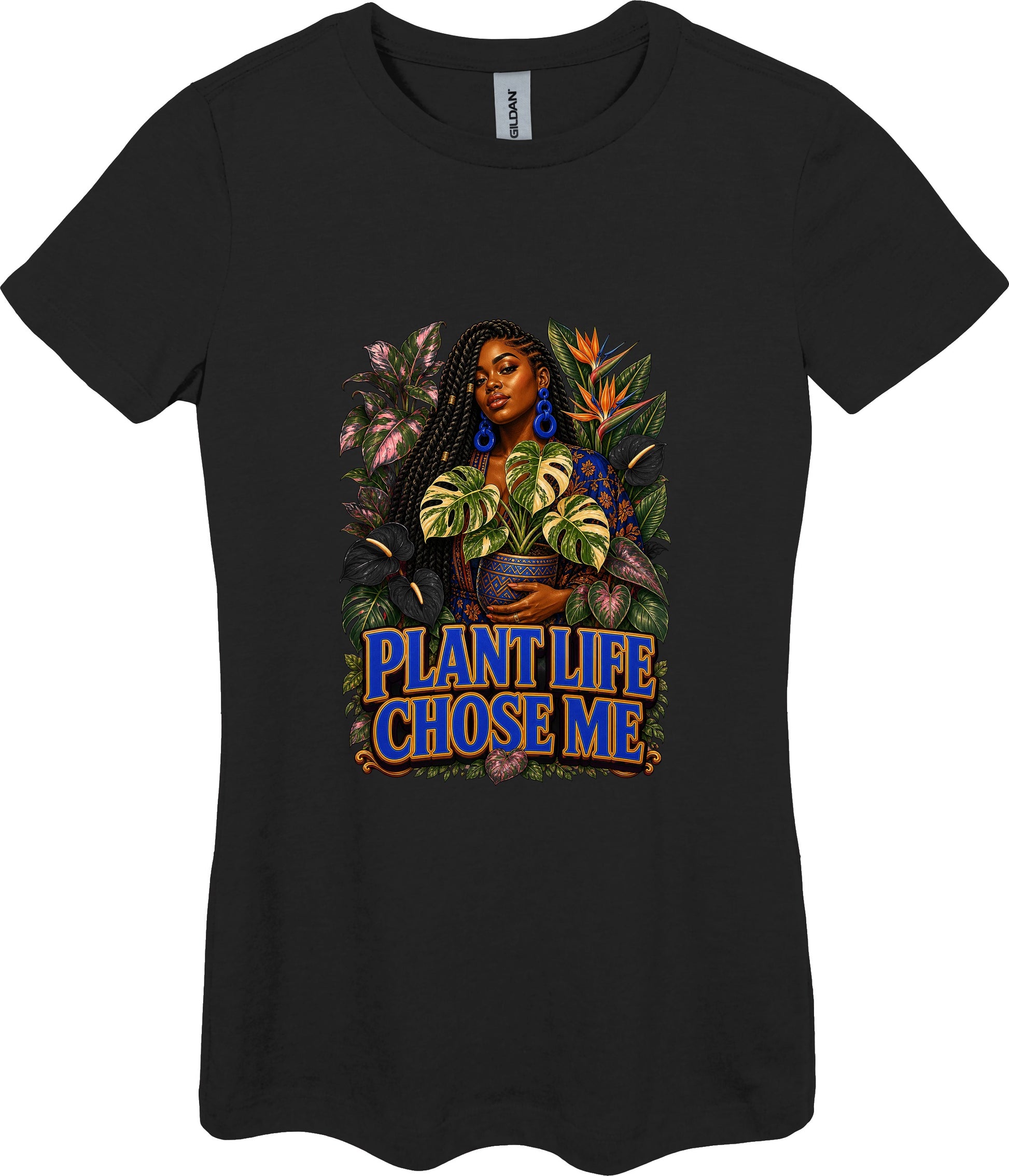 Plant Life Chose Me Women's Plant Lover Graphic Tee in Black