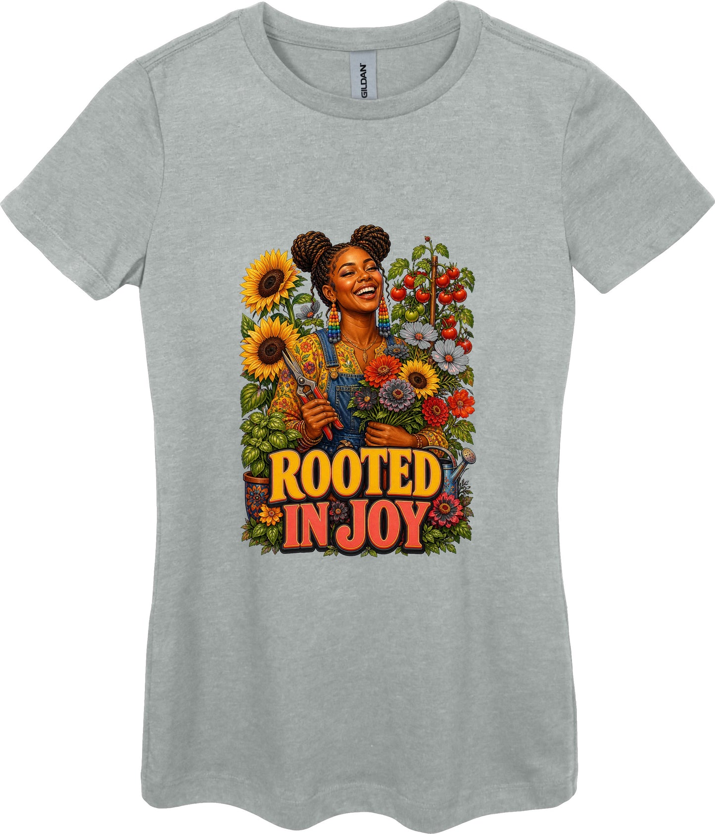 Rooted in Joy Women's Plant Lover Graphic Tee in Ring Spun Sport Grey