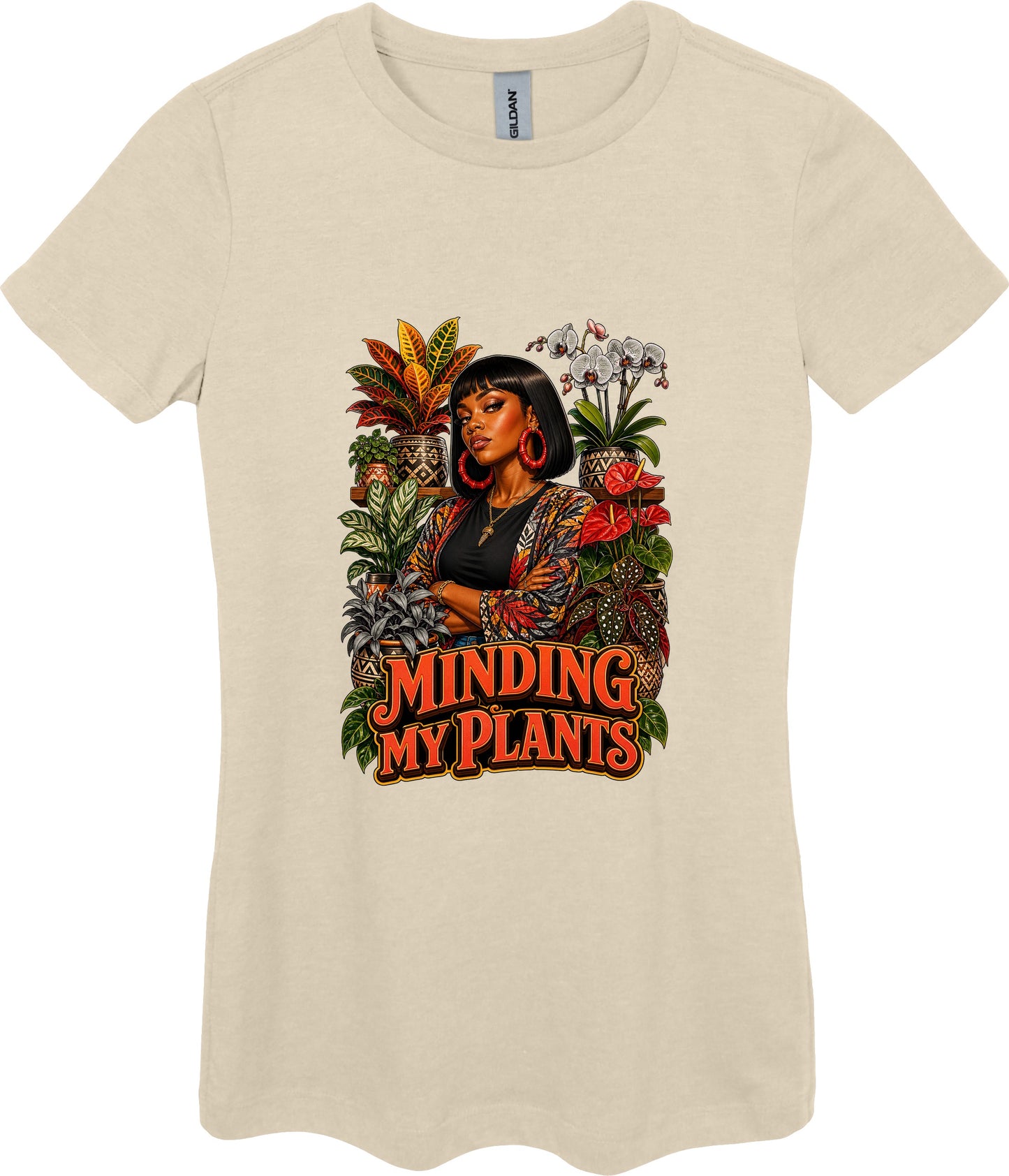 Minding My Plants Women's Plant Lover Graphic Tee in Sand