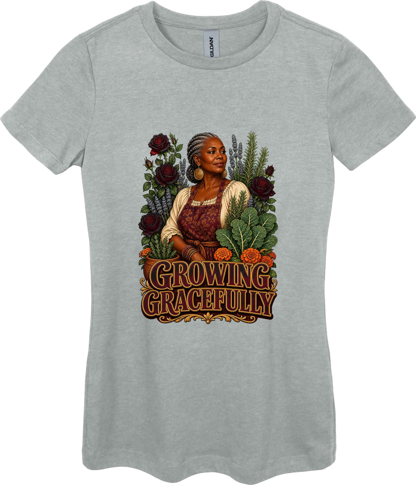 Growing Gracefully Women's Plant Lover Graphic Tee in Ring Spun Sport Grey