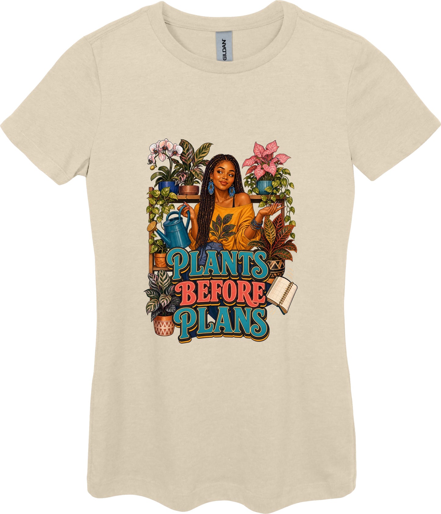 Plants Before Plans Women's Plant Lover Graphic Tee in Sand