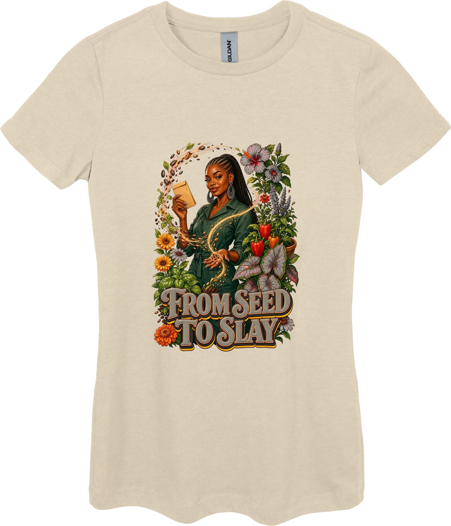 From Seed to Slay Women's Plant Lover Graphic Tee in Sand