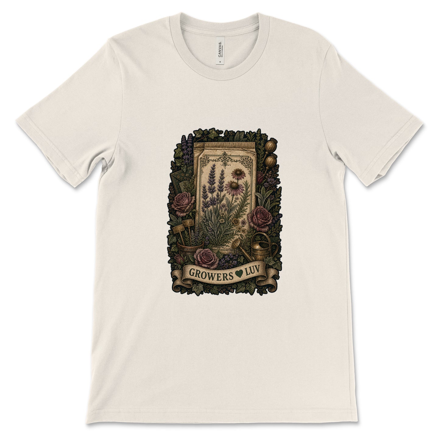Antique Seed Packet Women's Bella Canvas Graphic Tee in Natural