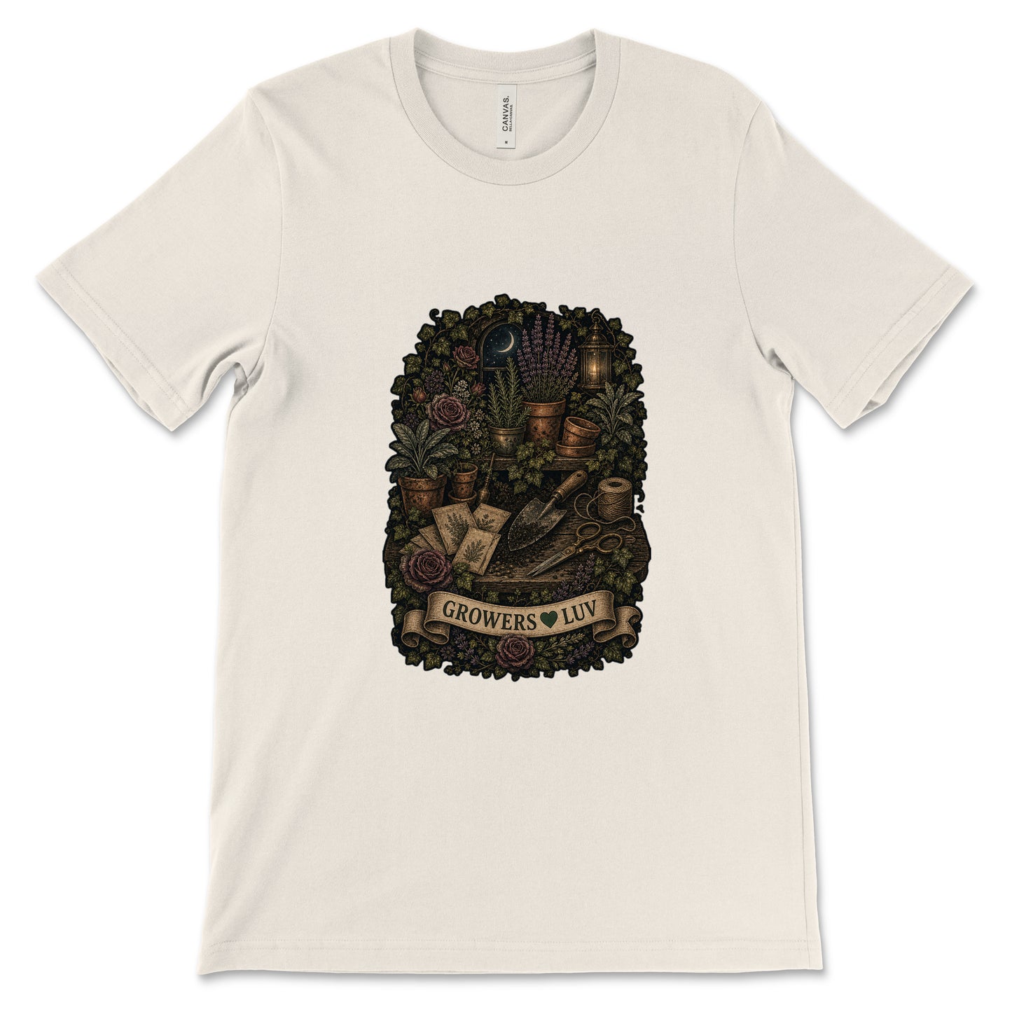 Midnight Potting Bench Women's Bella Canvas Graphic Tee in Natural