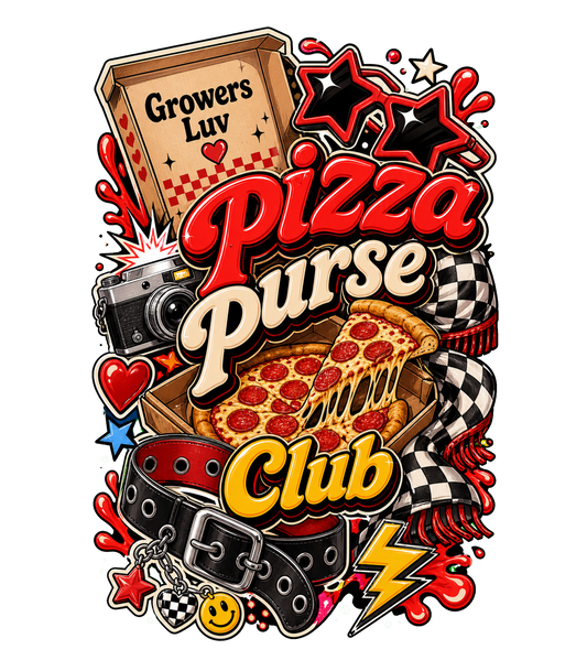 Pizza Purse Club Women's Bella Canvas Graphic Tee artwork detail