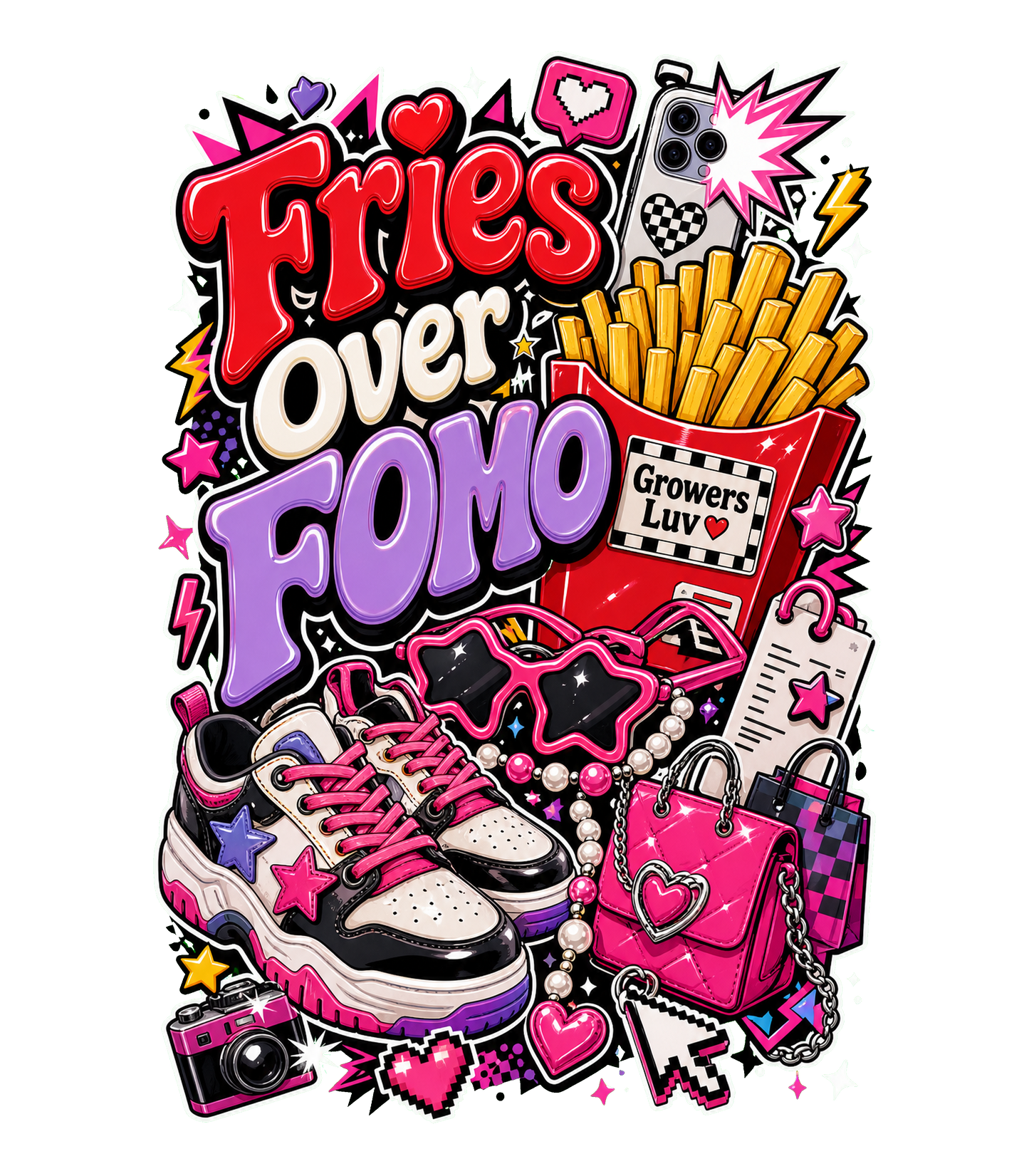 Fries Over Fomo Women's Bella Canvas Graphic Tee artwork detail