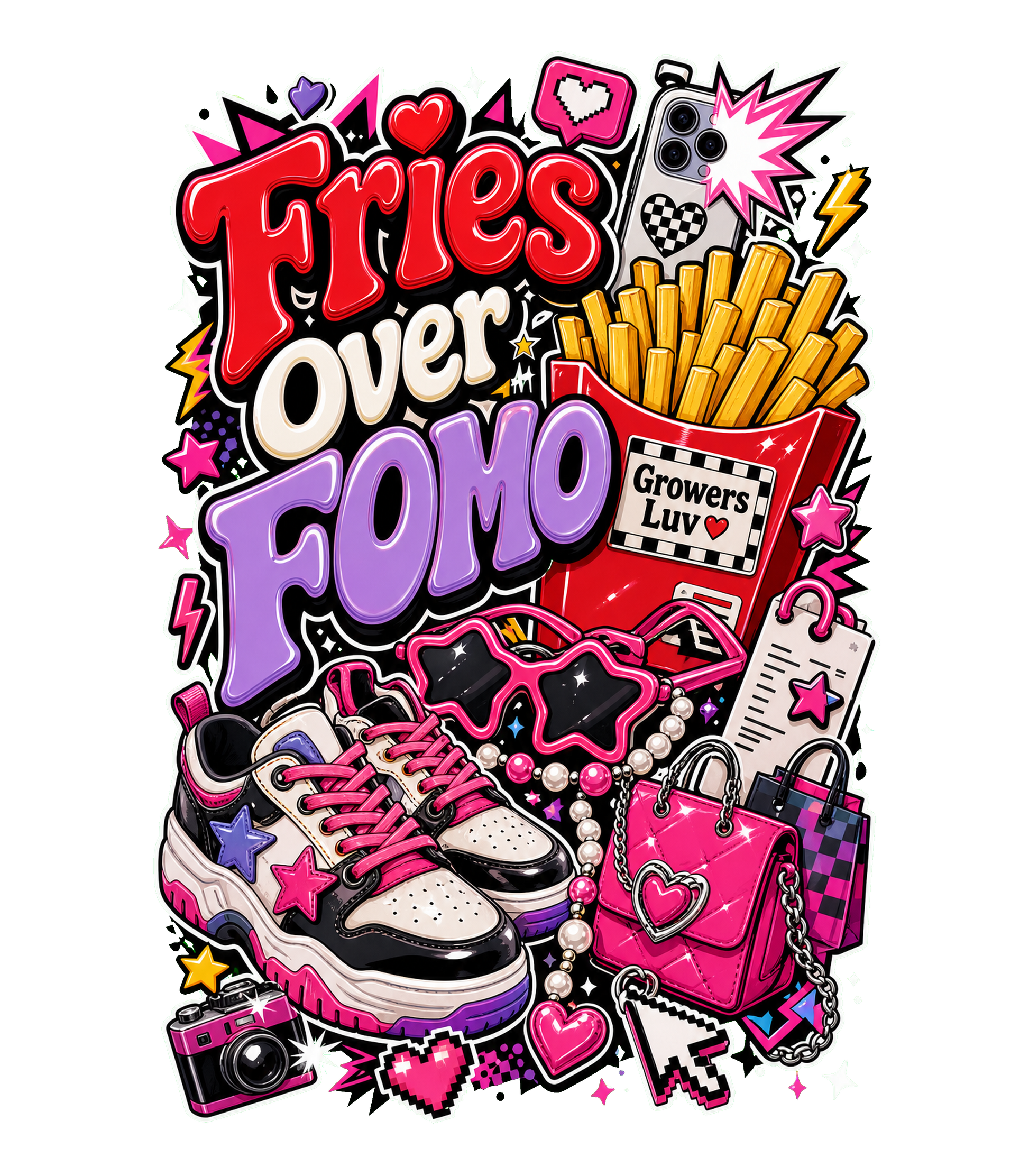 Fries Over Fomo Women's Bella Canvas Graphic Tee artwork detail