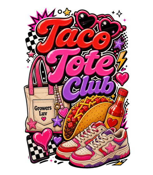Taco Tote Club Women's Bella Canvas Graphic Tee artwork detail