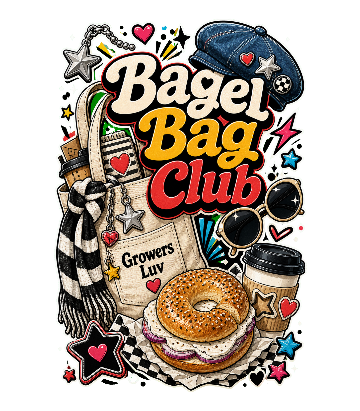 Bagel Bag Club Women's Bella Canvas Graphic Tee artwork detail