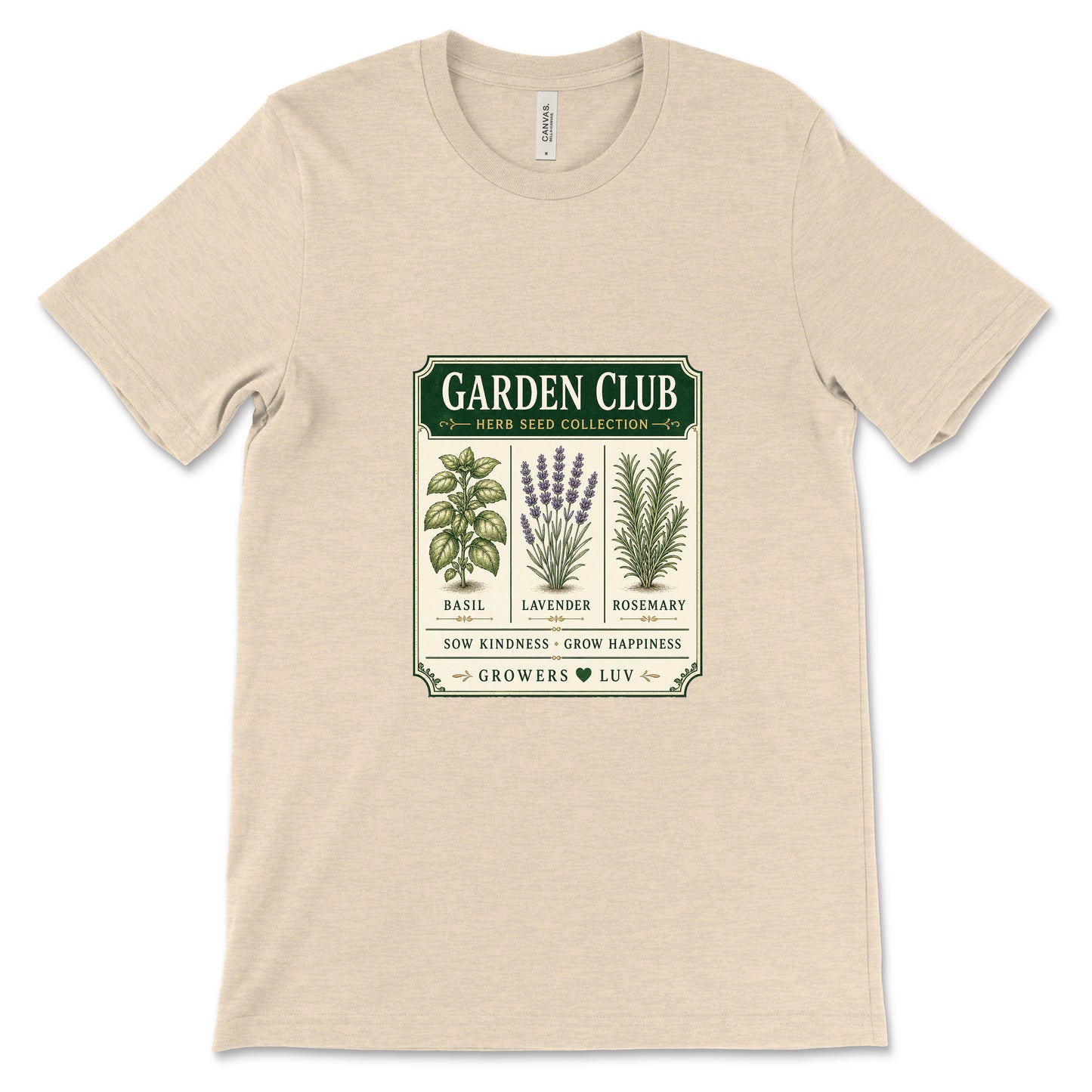 Garden Club Herb Seed Collection Women's Bella Canvas Graphic Tee in Heather Dust
