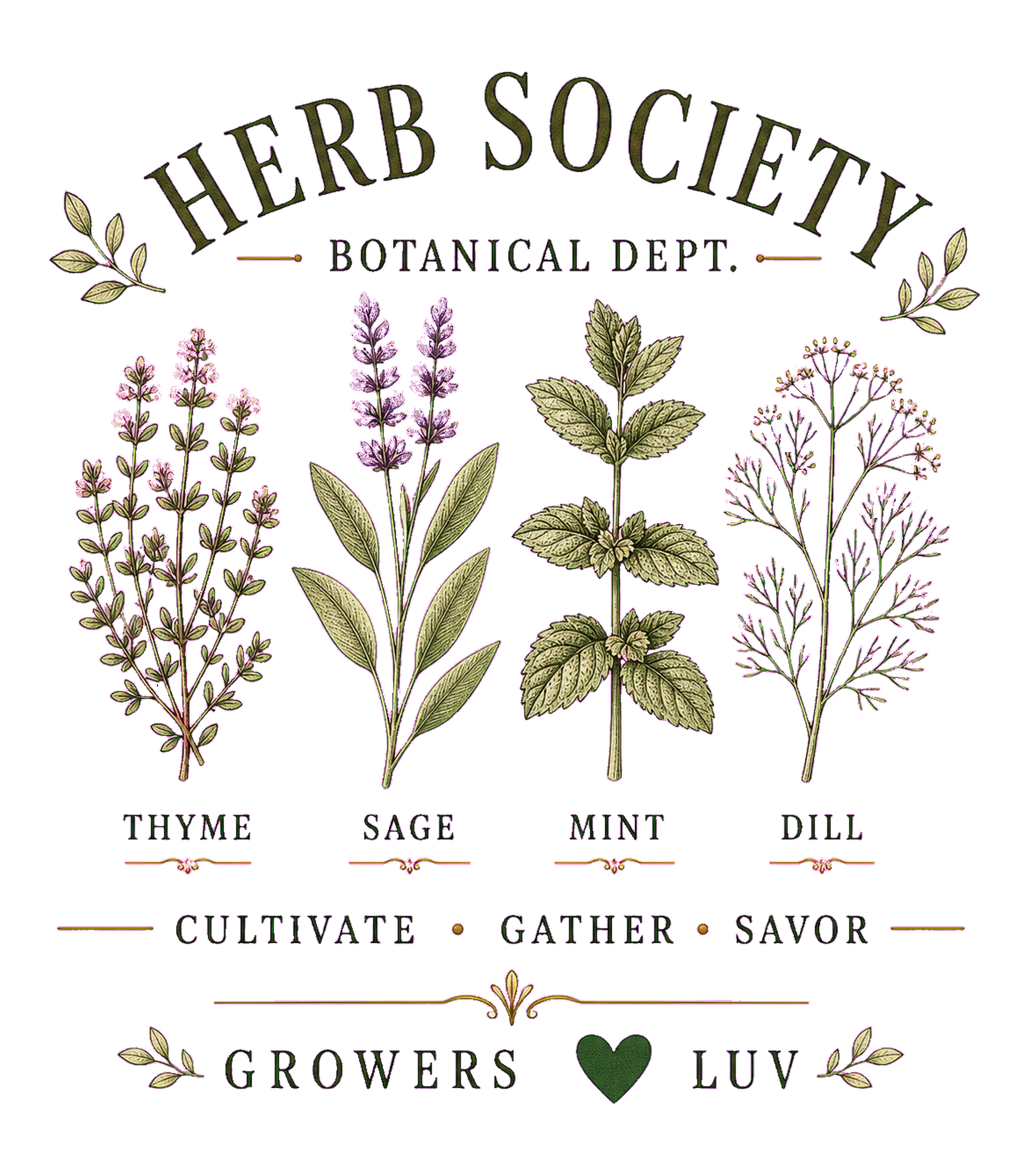 Herb Society Botanical Dept Women's Bella Canvas Graphic Tee artwork detail