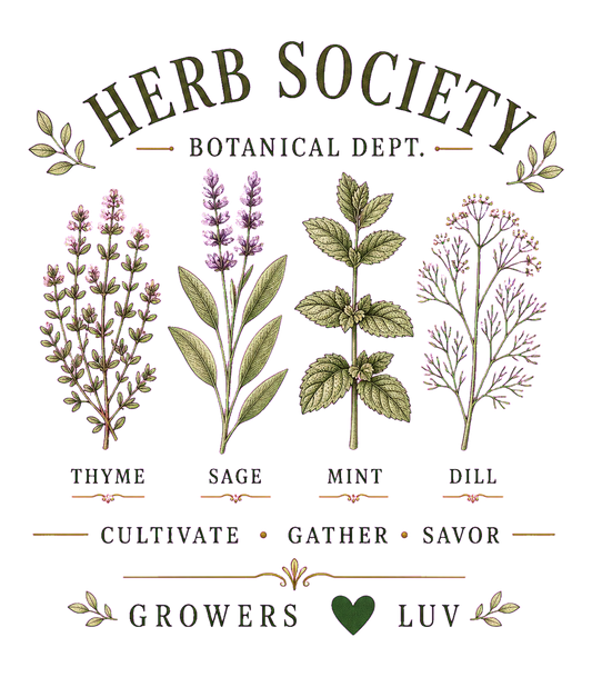 Herb Society Botanical Dept Large Natural Tote Bag artwork detail