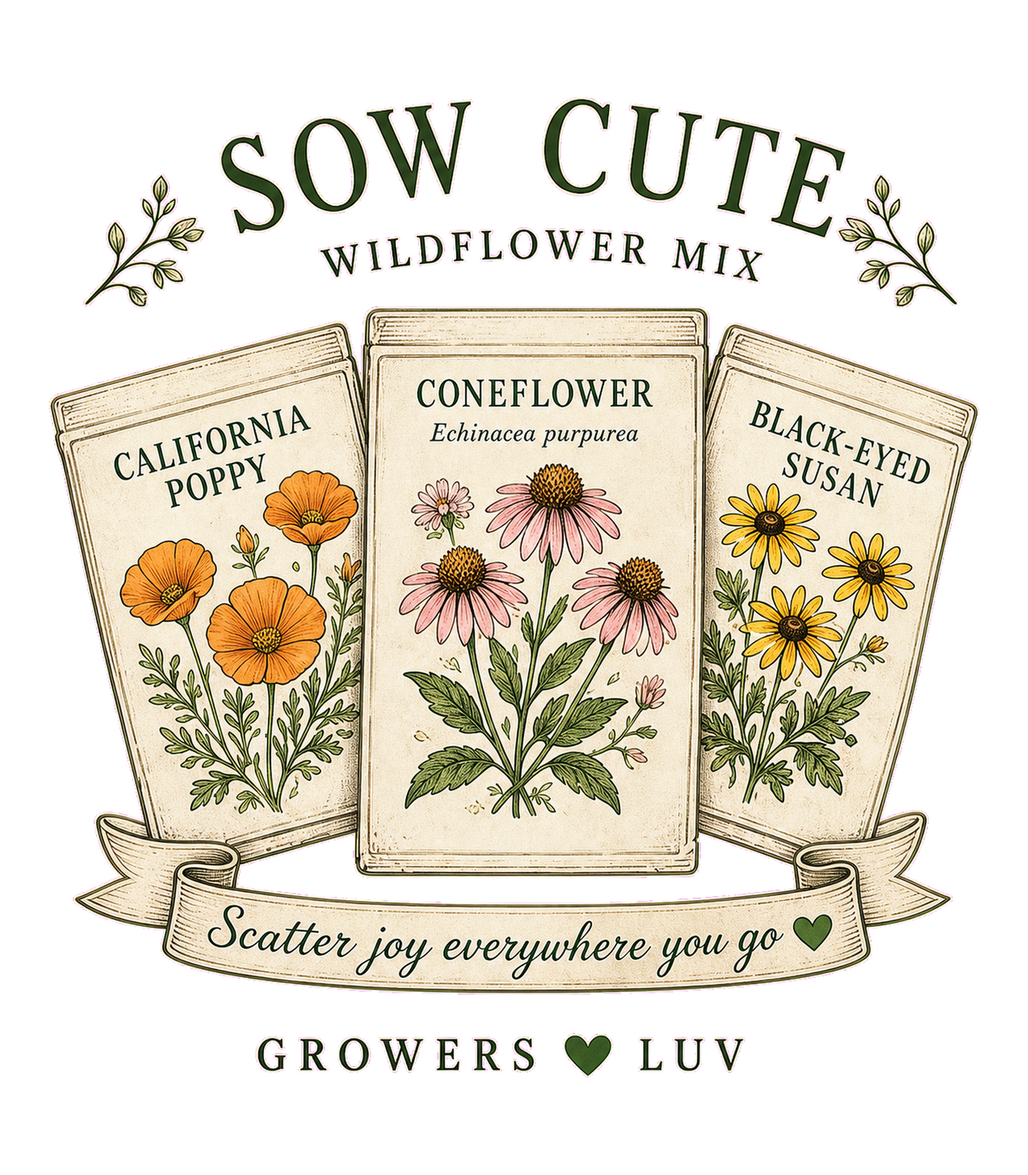 Sow Cute Wildflower Mix Women's Bella Canvas Graphic Tee artwork detail