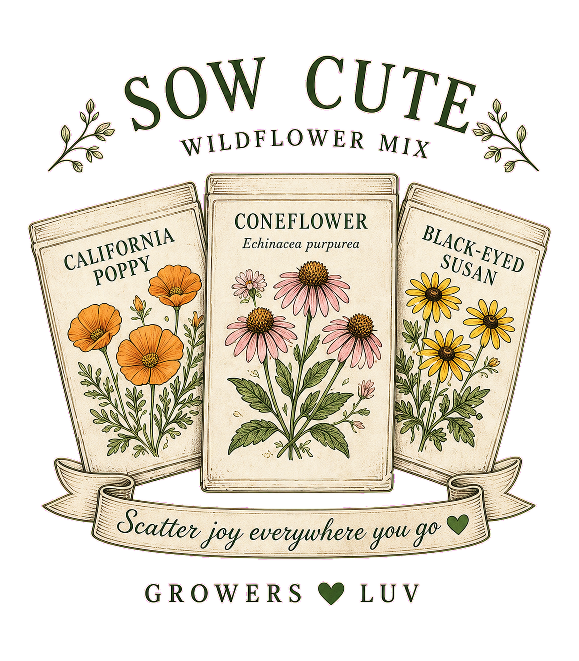 Sow Cute Wildflower Mix Women's Bella Canvas Graphic Tee artwork detail