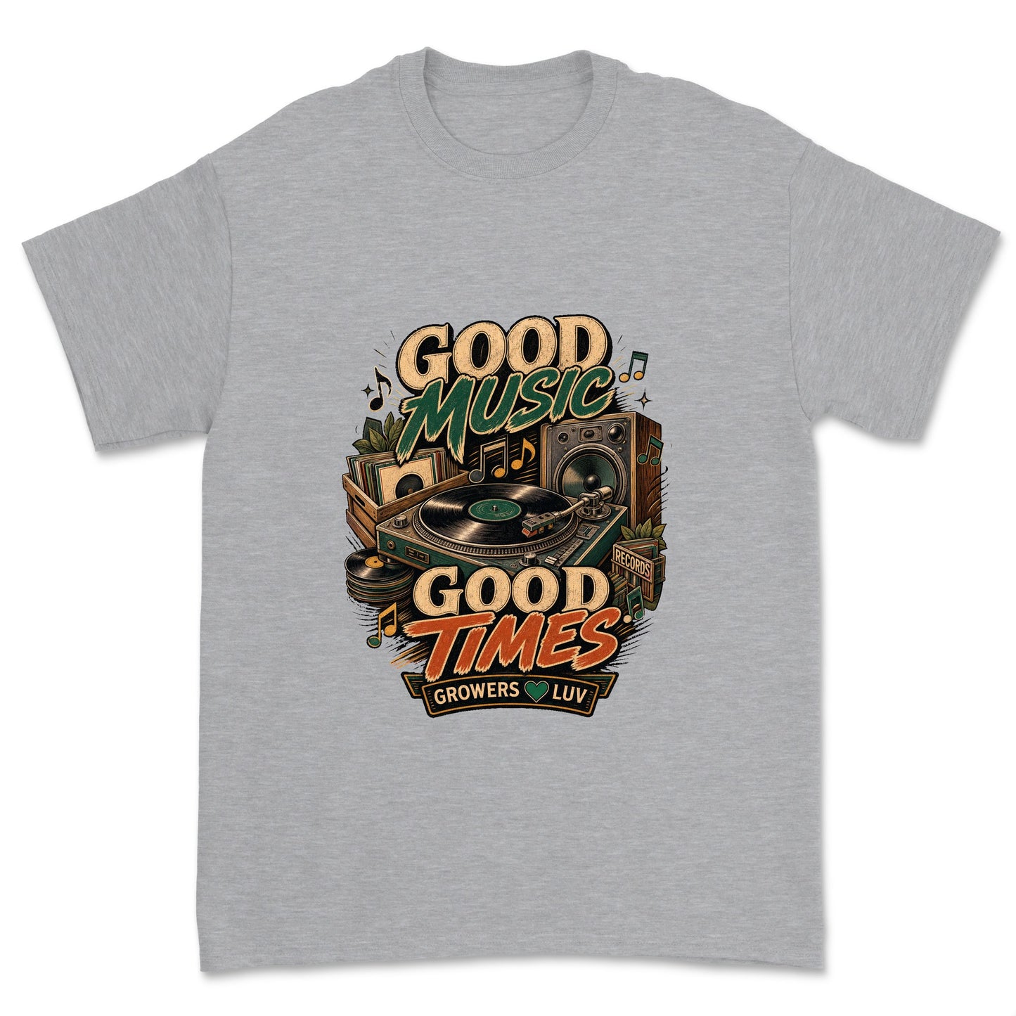 Good Music Good Times Men's Gildan Graphic Tee in Sport Grey Heather