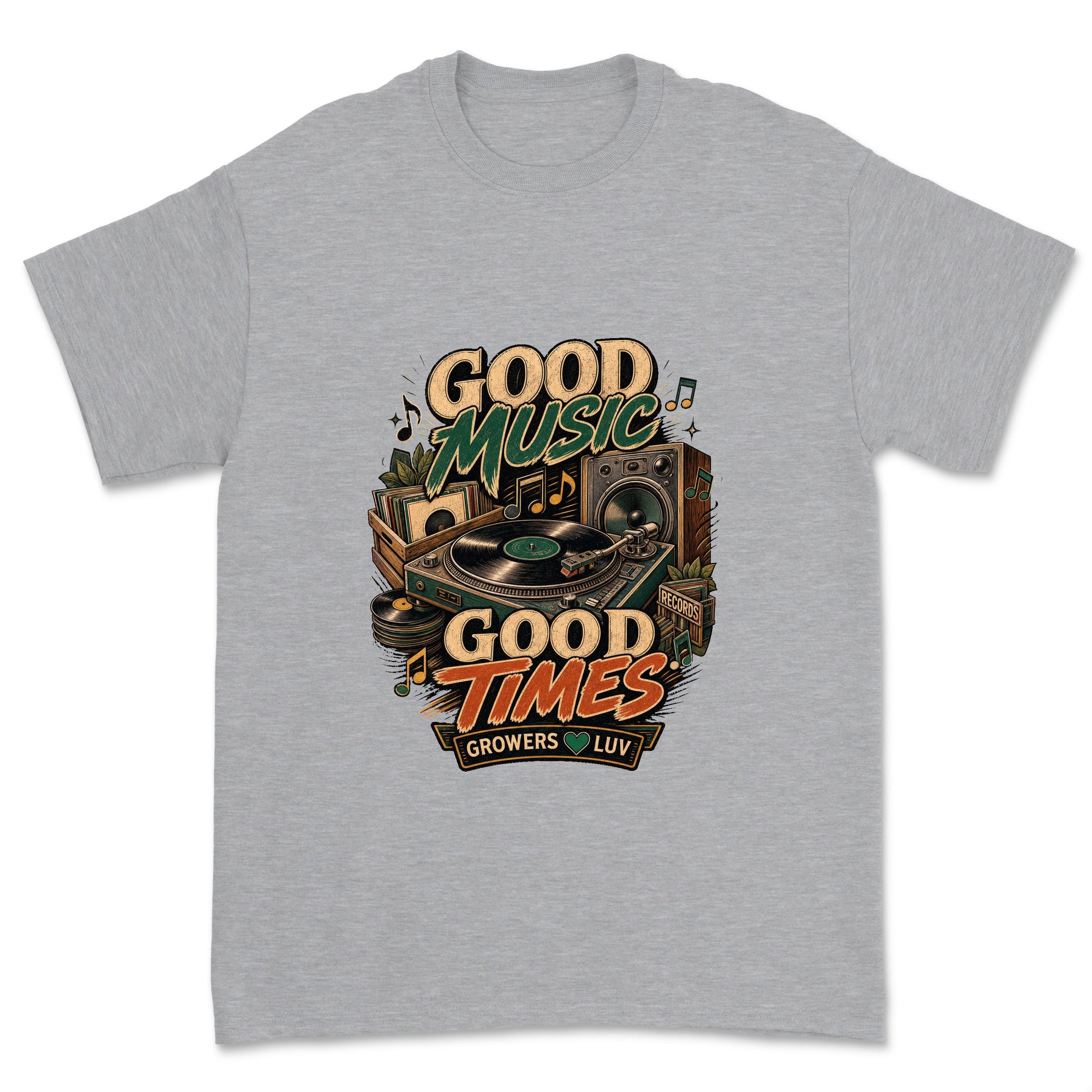 Good Music Good Times Men's Gildan Graphic Tee in Sport Grey Heather