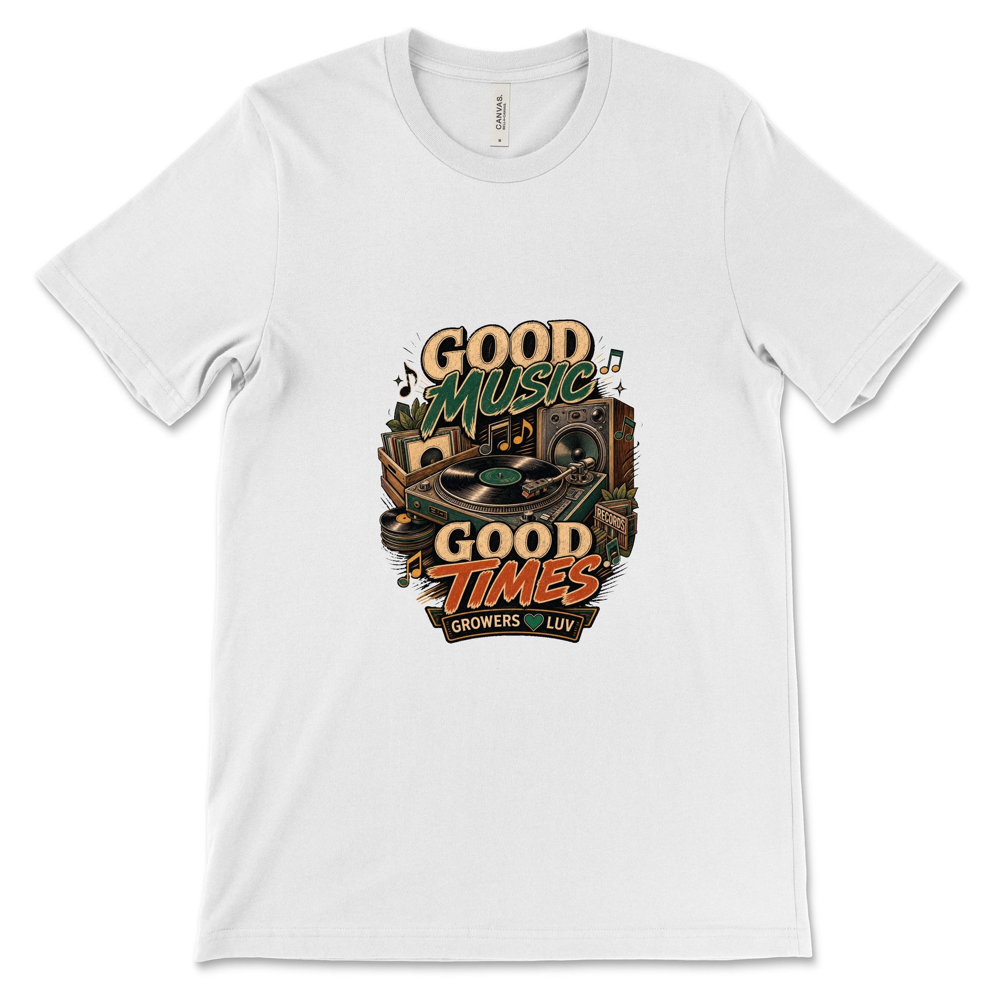 Good Music Good Times Women's Bella Canvas Graphic Tee in White