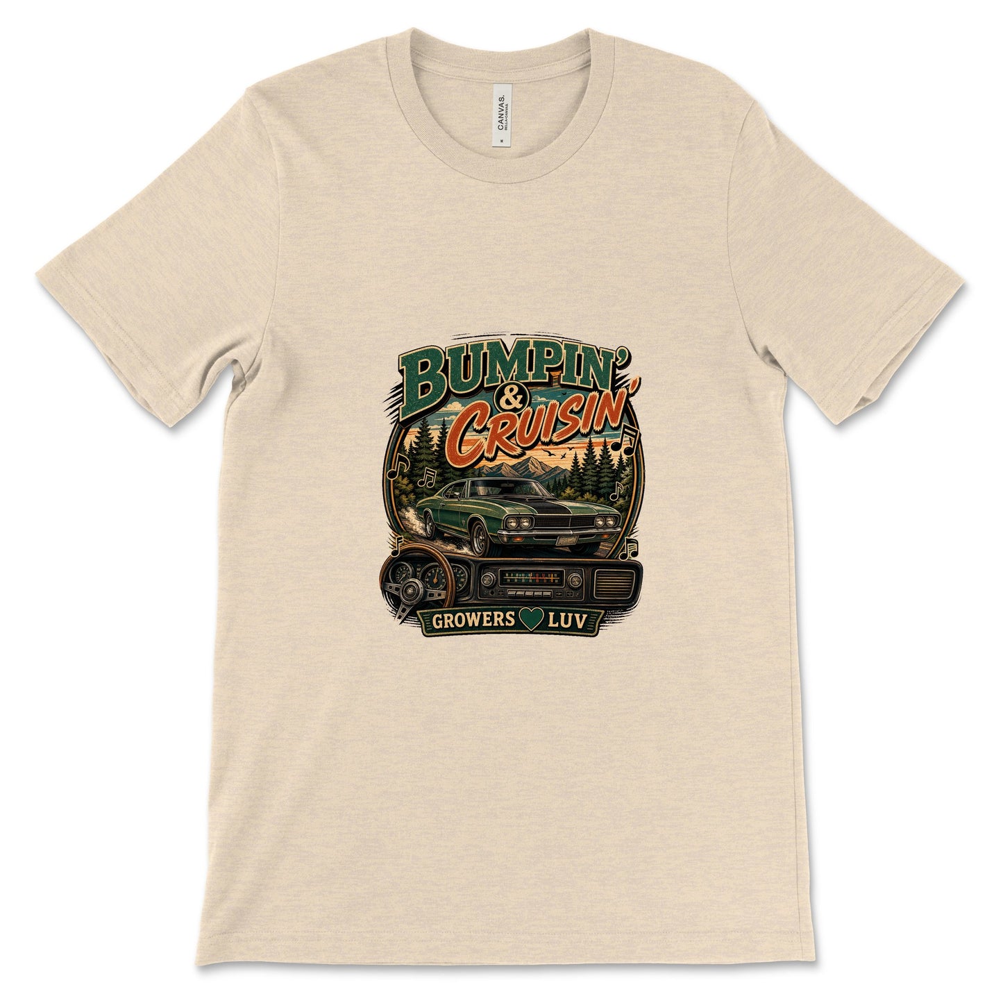 Bumpin And Cruisin Women's Bella Canvas Graphic Tee in Heather Dust