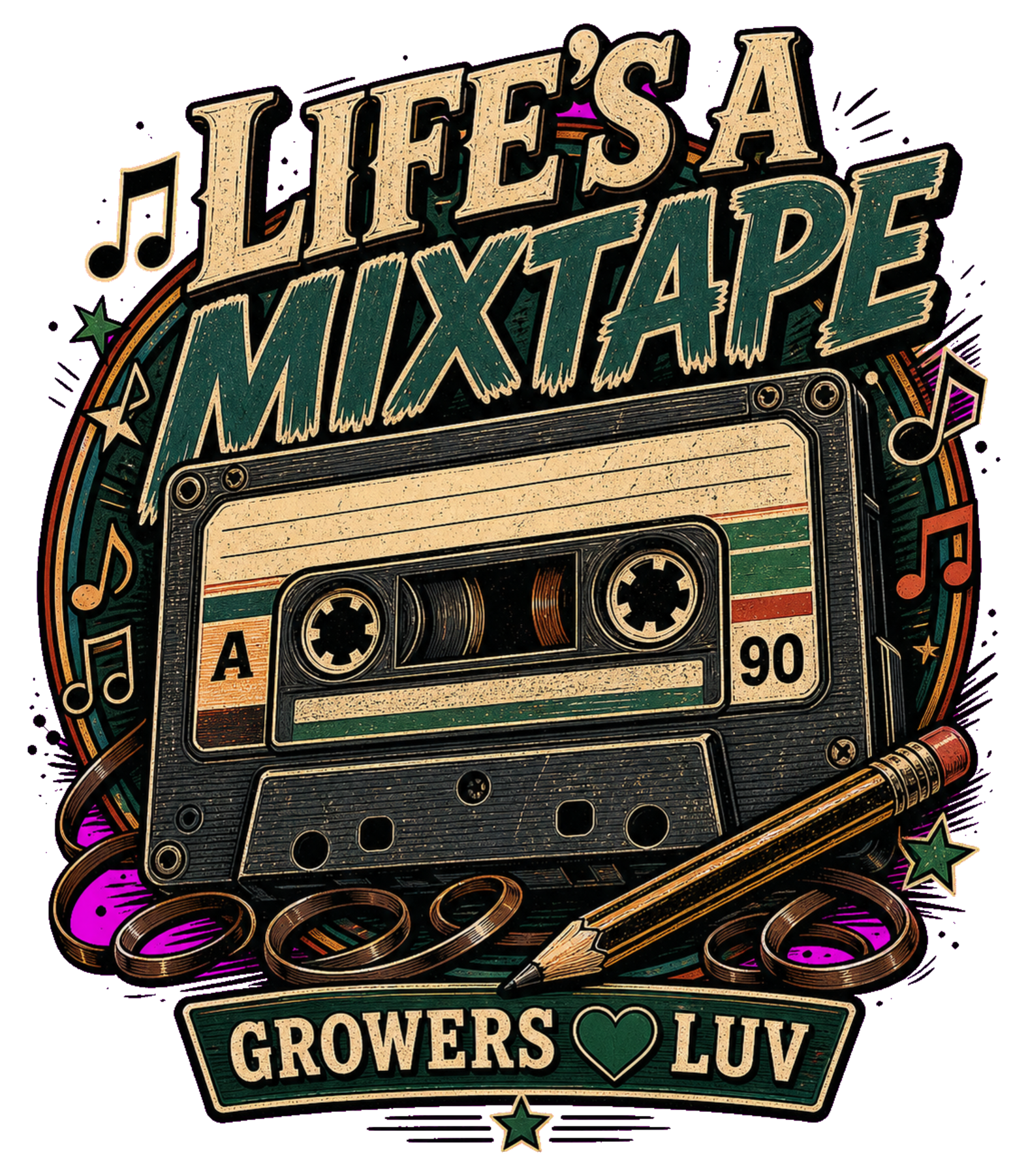 Lifes A Mixtape Women's Bella Canvas Graphic Tee artwork detail