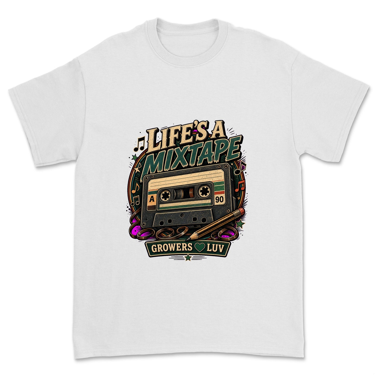 Lifes A Mixtape Men's Gildan Graphic Tee in White
