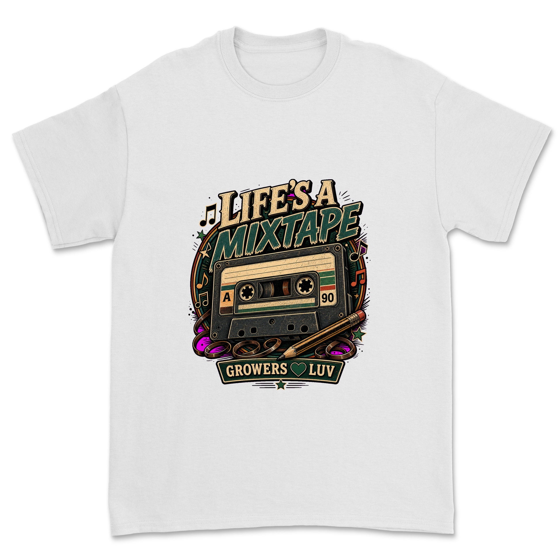 Lifes A Mixtape Men's Gildan Graphic Tee in White