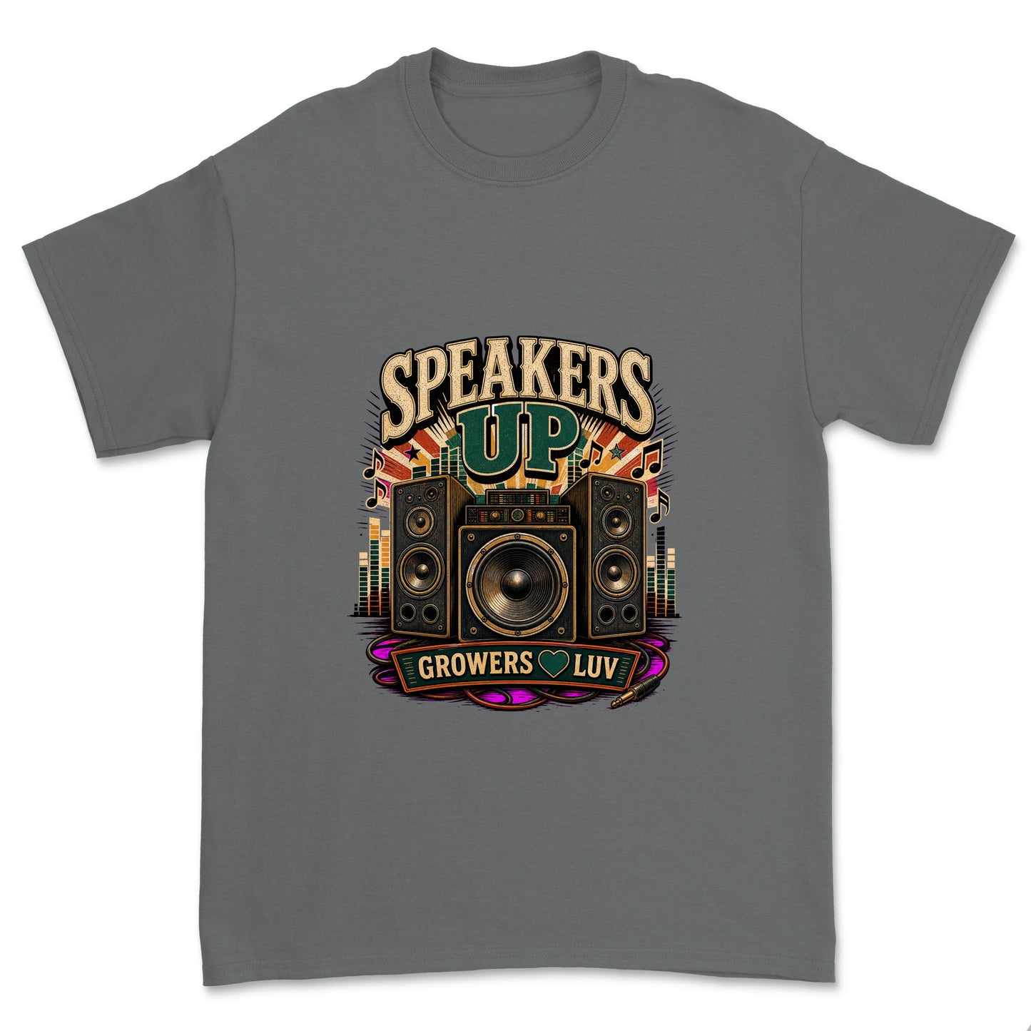 Speakers Up Men's Gildan Graphic Tee in Charcoal