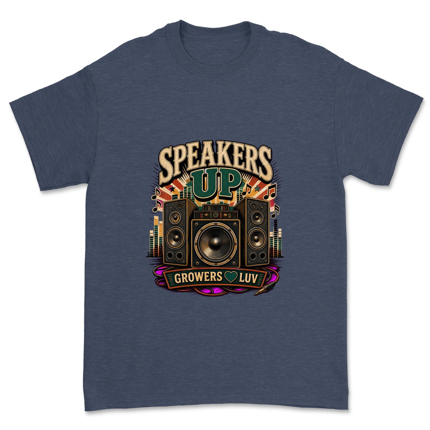 Speakers Up Men's Gildan Graphic Tee in Heather Navy