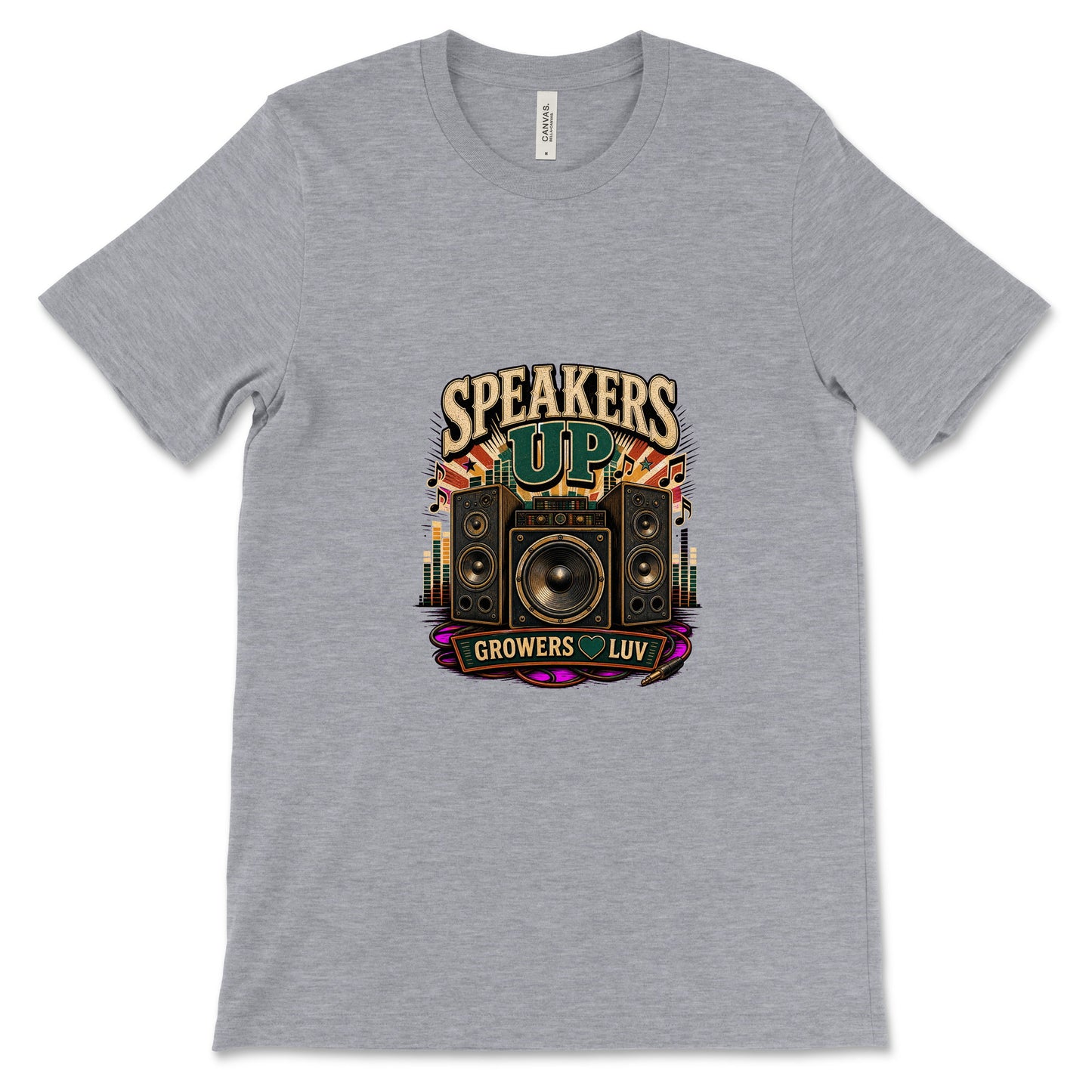 Speakers Up Women's Bella Canvas Graphic Tee in Athletic Heather