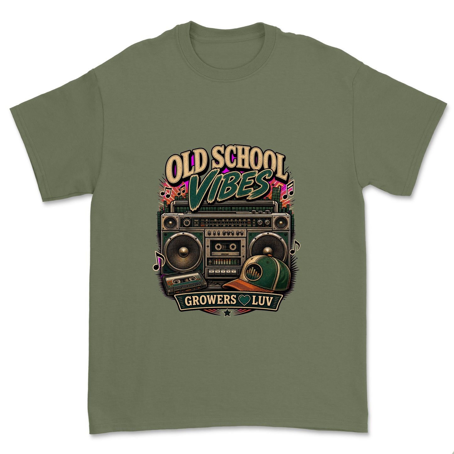 Old School Vibes Men's Gildan Graphic Tee in Military Green