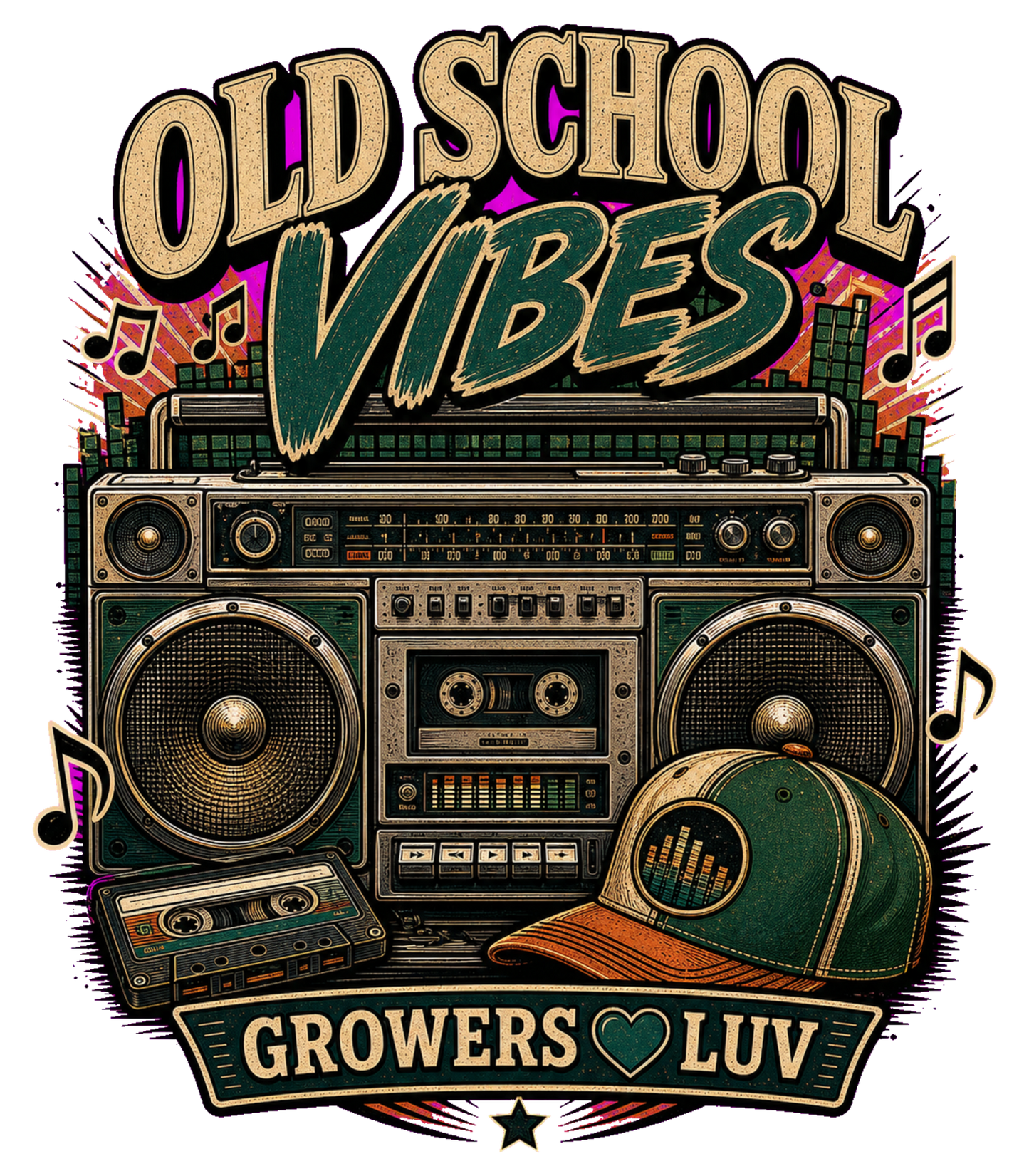 Old School Vibes Women's Bella Canvas Graphic Tee artwork detail