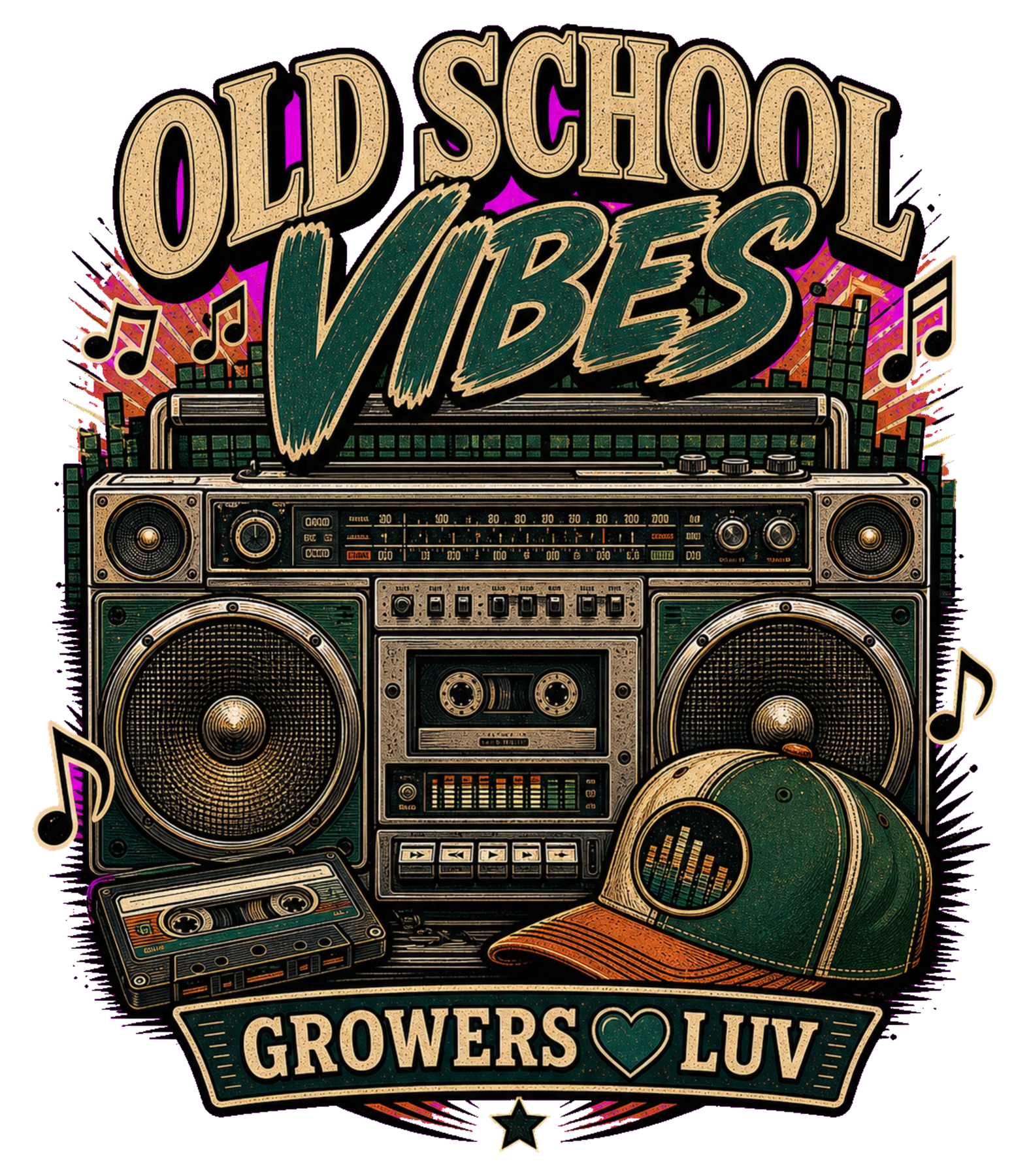 Old School Vibes Women's Bella Canvas Graphic Tee artwork detail