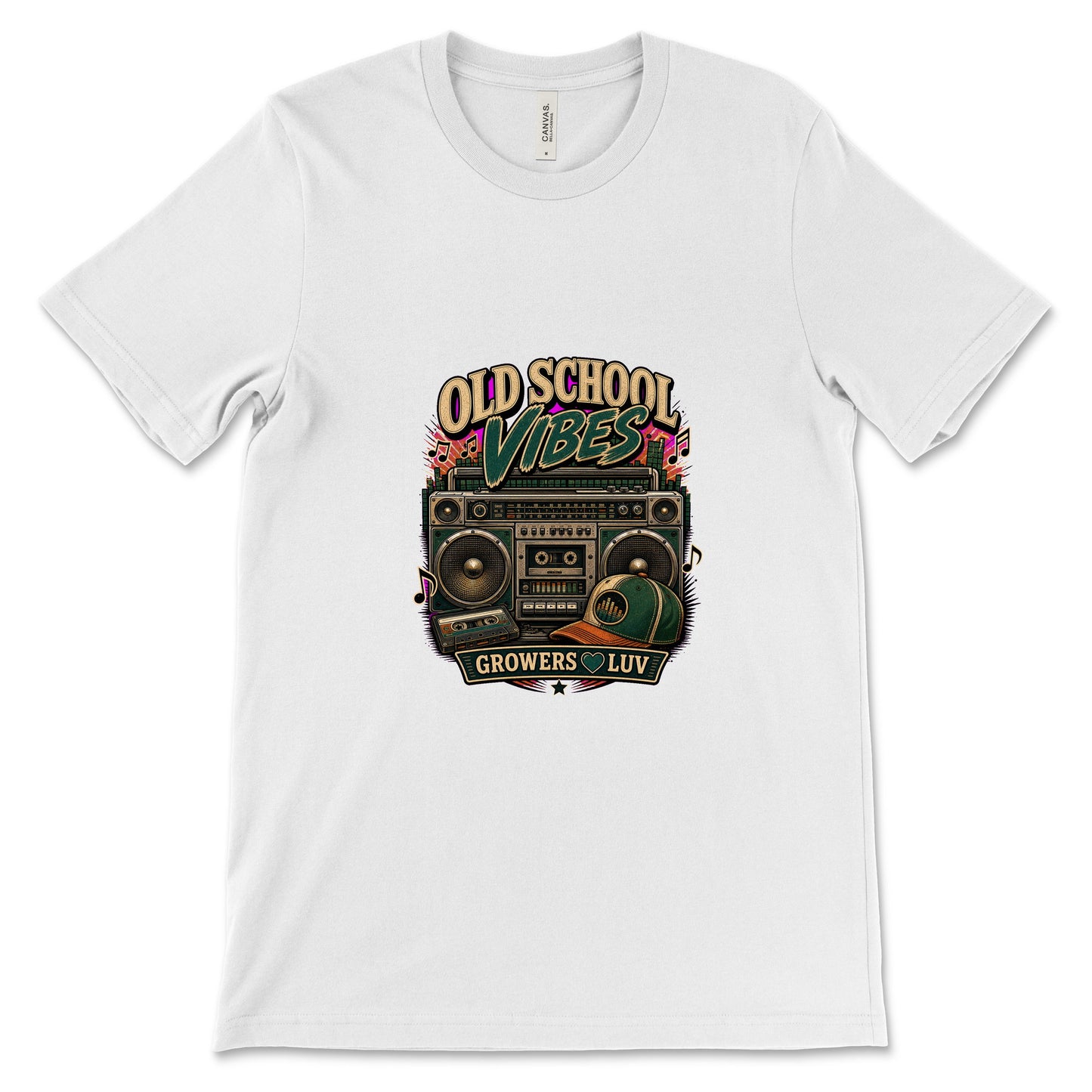 Old School Vibes Women's Bella Canvas Graphic Tee in White