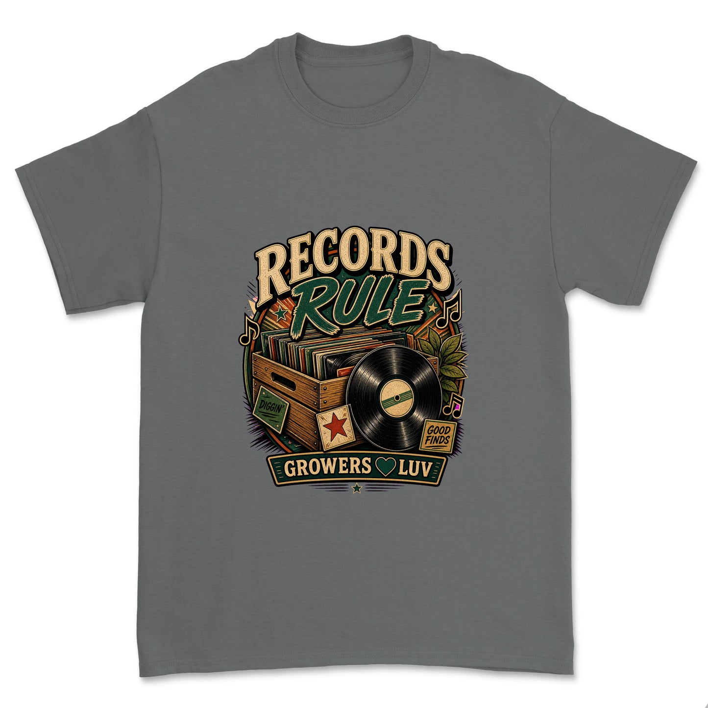 Records Rule Men's Gildan Graphic Tee in Charcoal