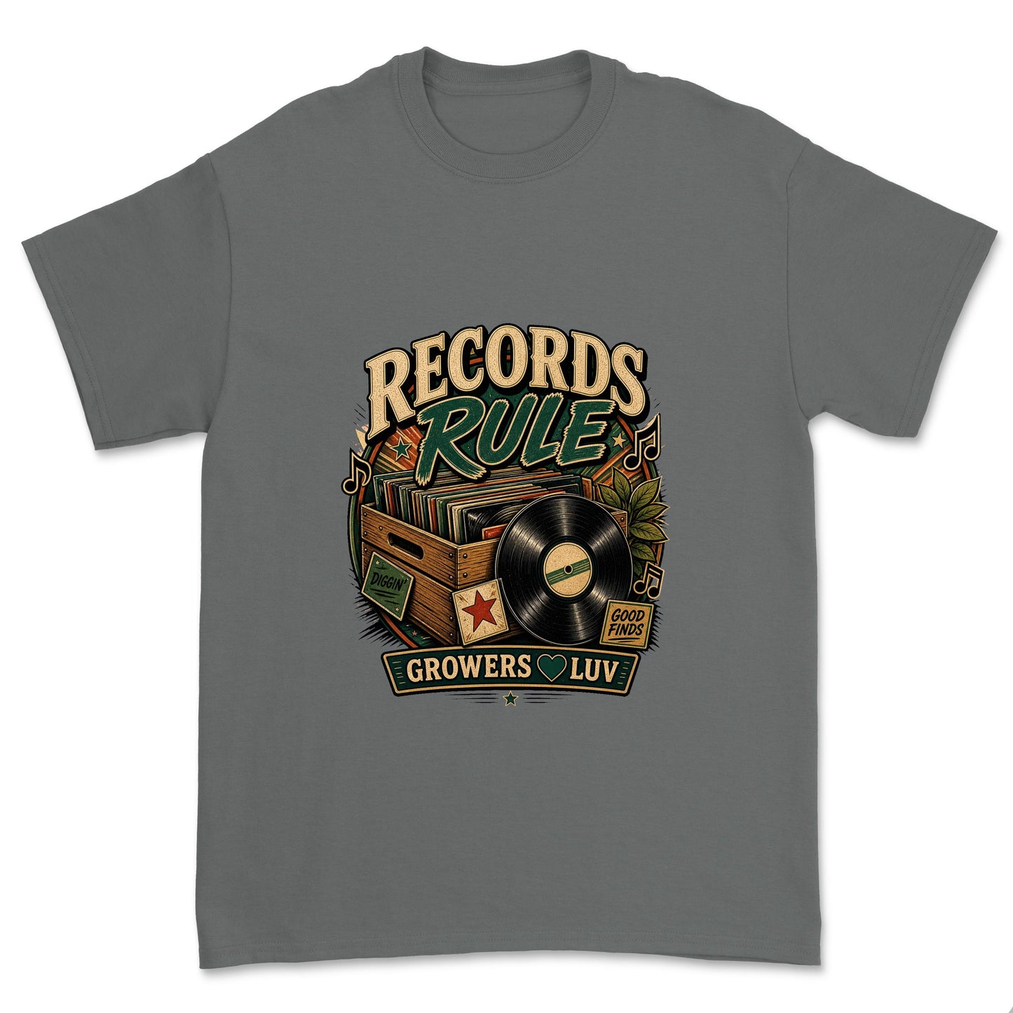 Records Rule Men's Gildan Graphic Tee in Charcoal