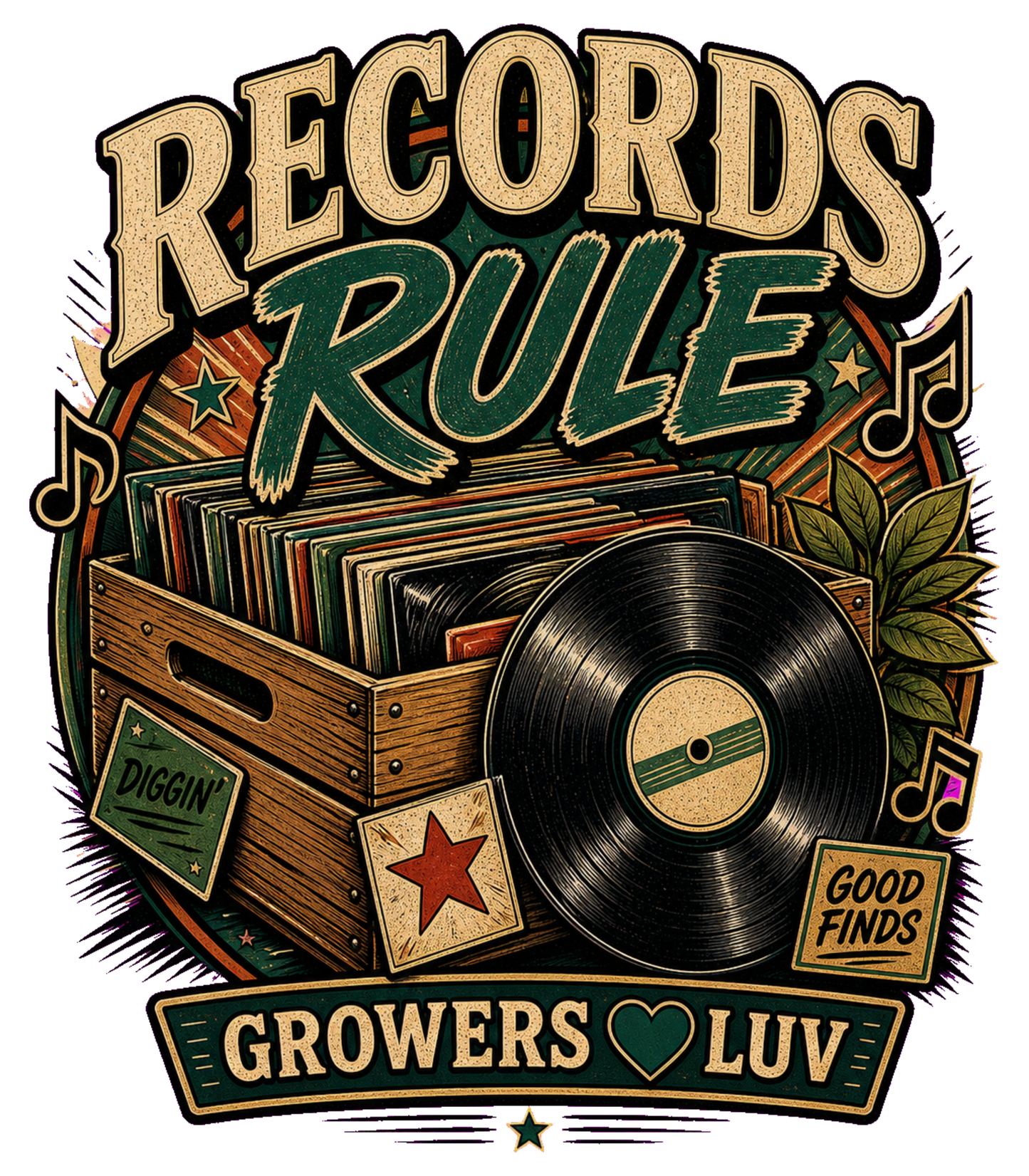 Records Rule Women's Bella Canvas Graphic Tee artwork detail