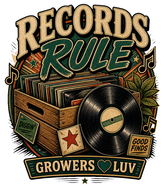 Records Rule Large Natural Tote Bag artwork detail