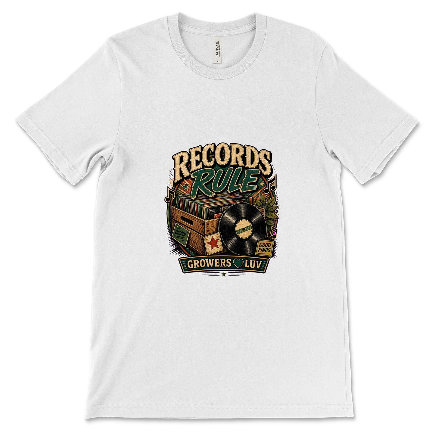 Records Rule Women's Bella Canvas Graphic Tee in White