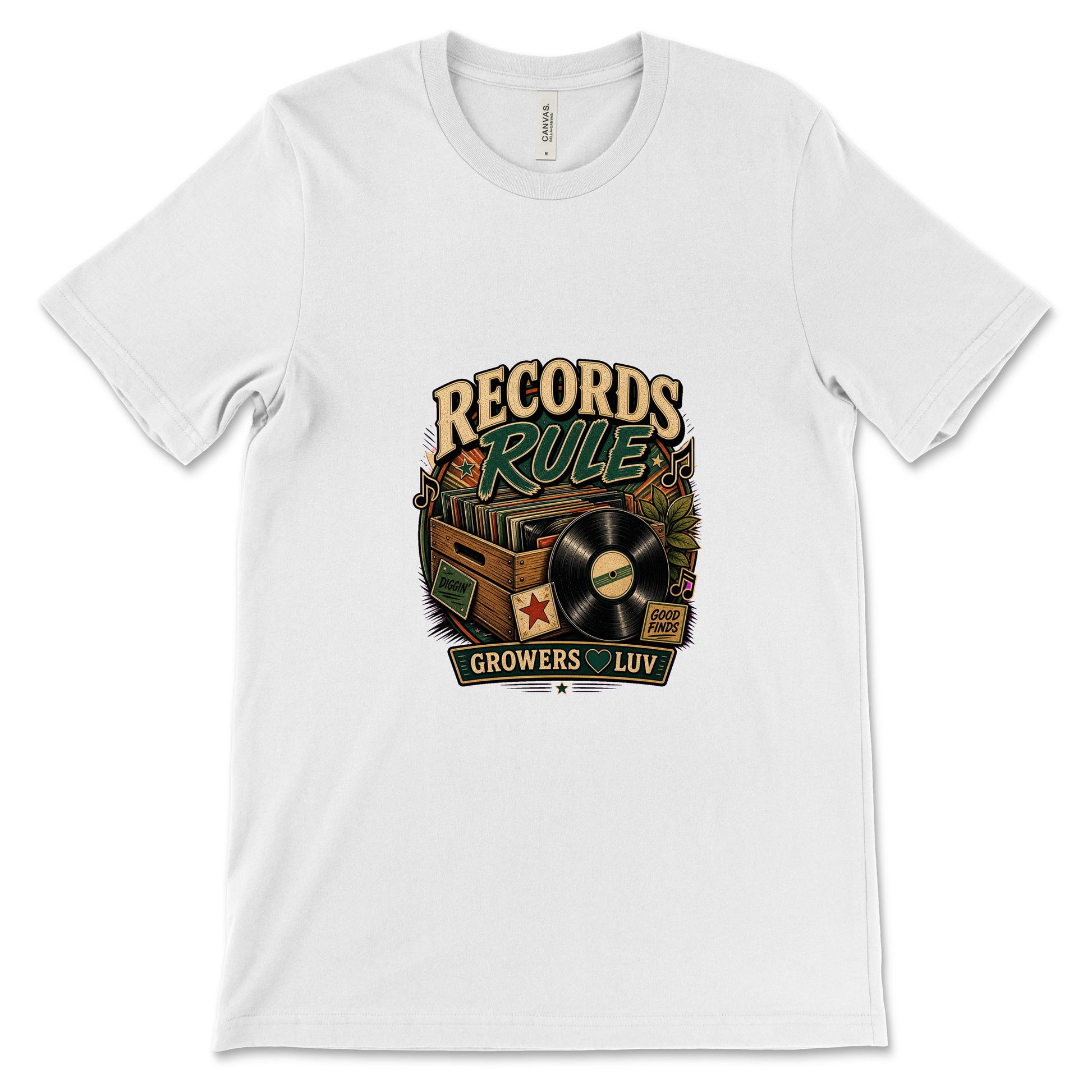 Records Rule Women's Bella Canvas Graphic Tee in White