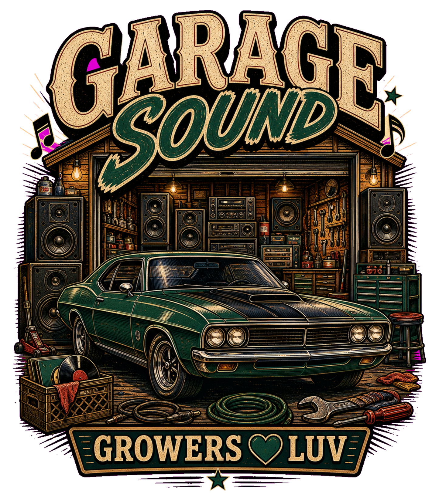 Garage Sound Women's Bella Canvas Graphic Tee artwork detail
