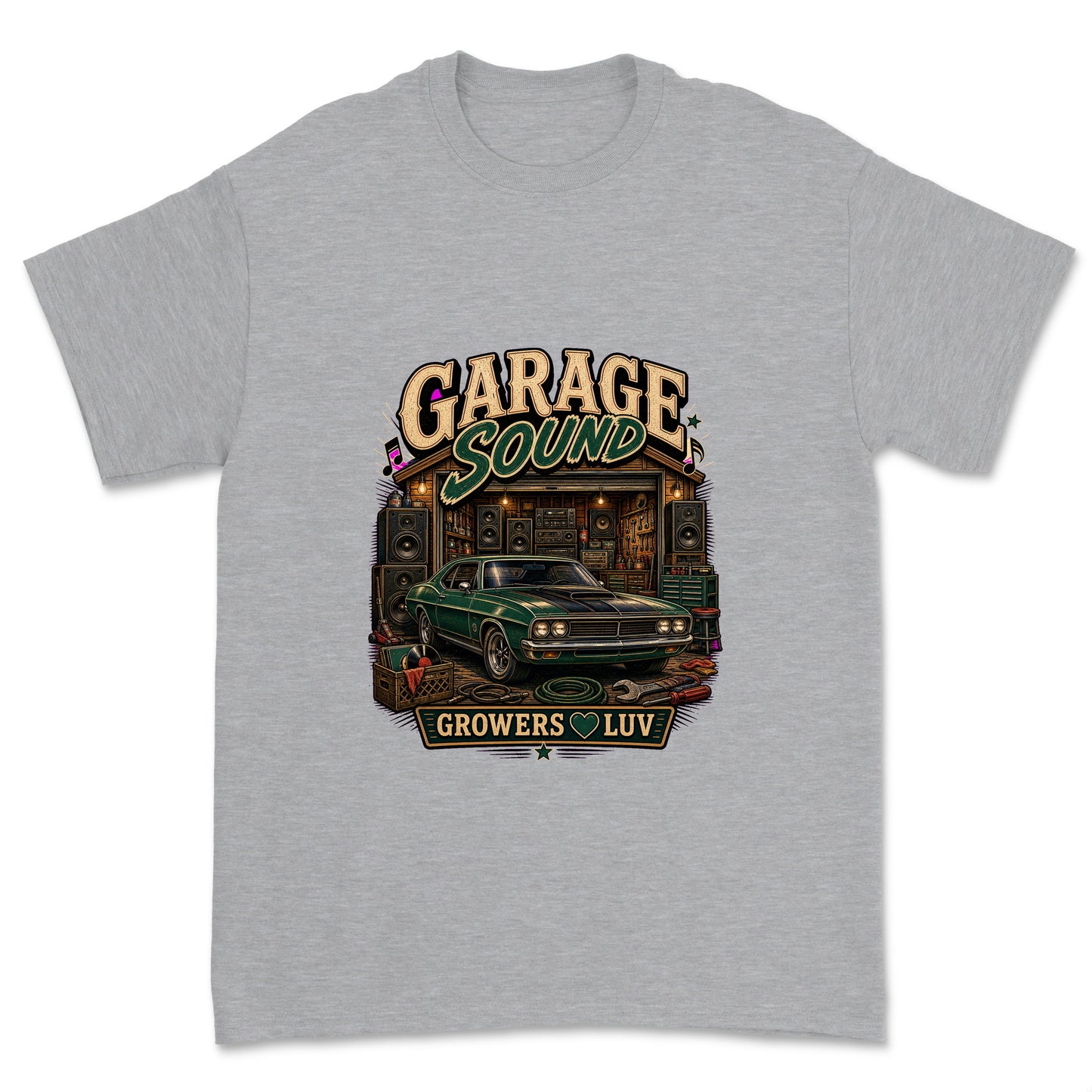 Garage Sound Men's Gildan Graphic Tee in Sport Grey Heather