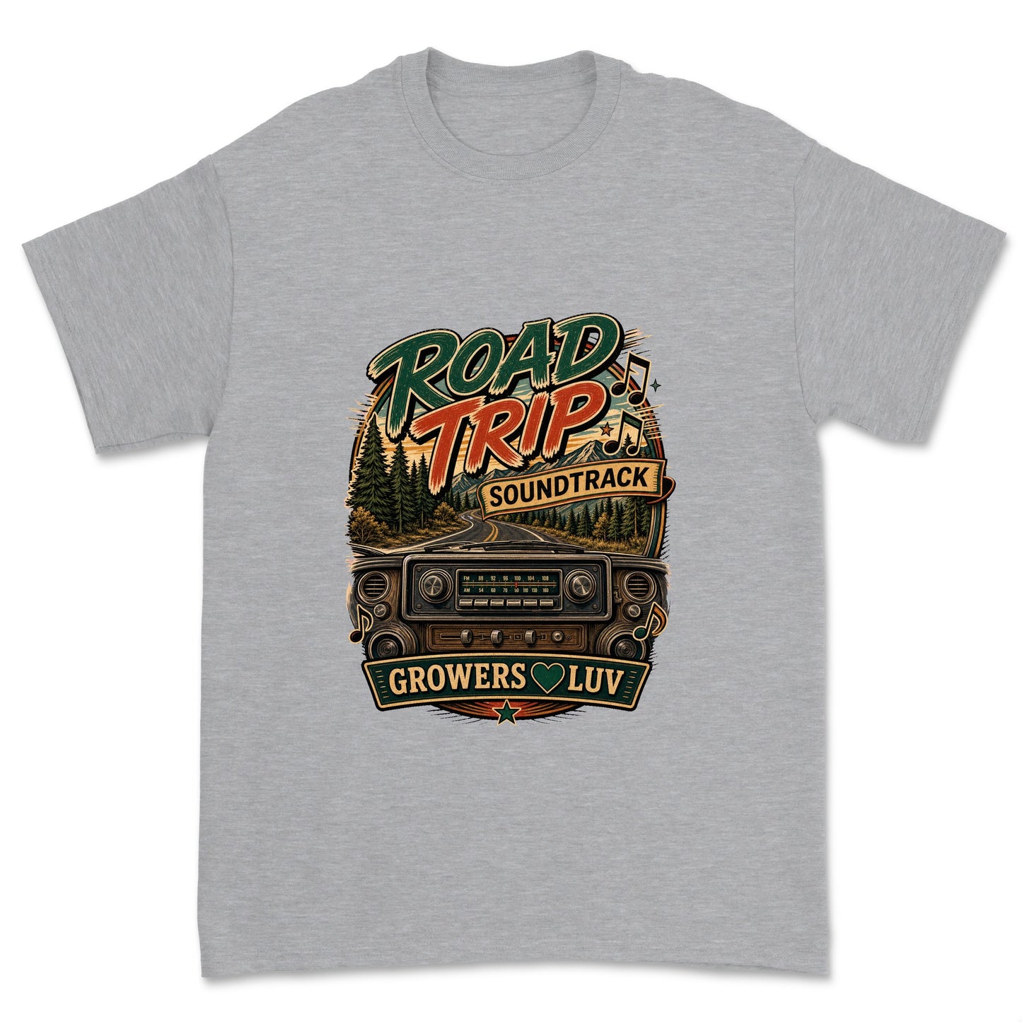 Road Trip Soundtrack Men's Gildan Graphic Tee in Sport Grey Heather