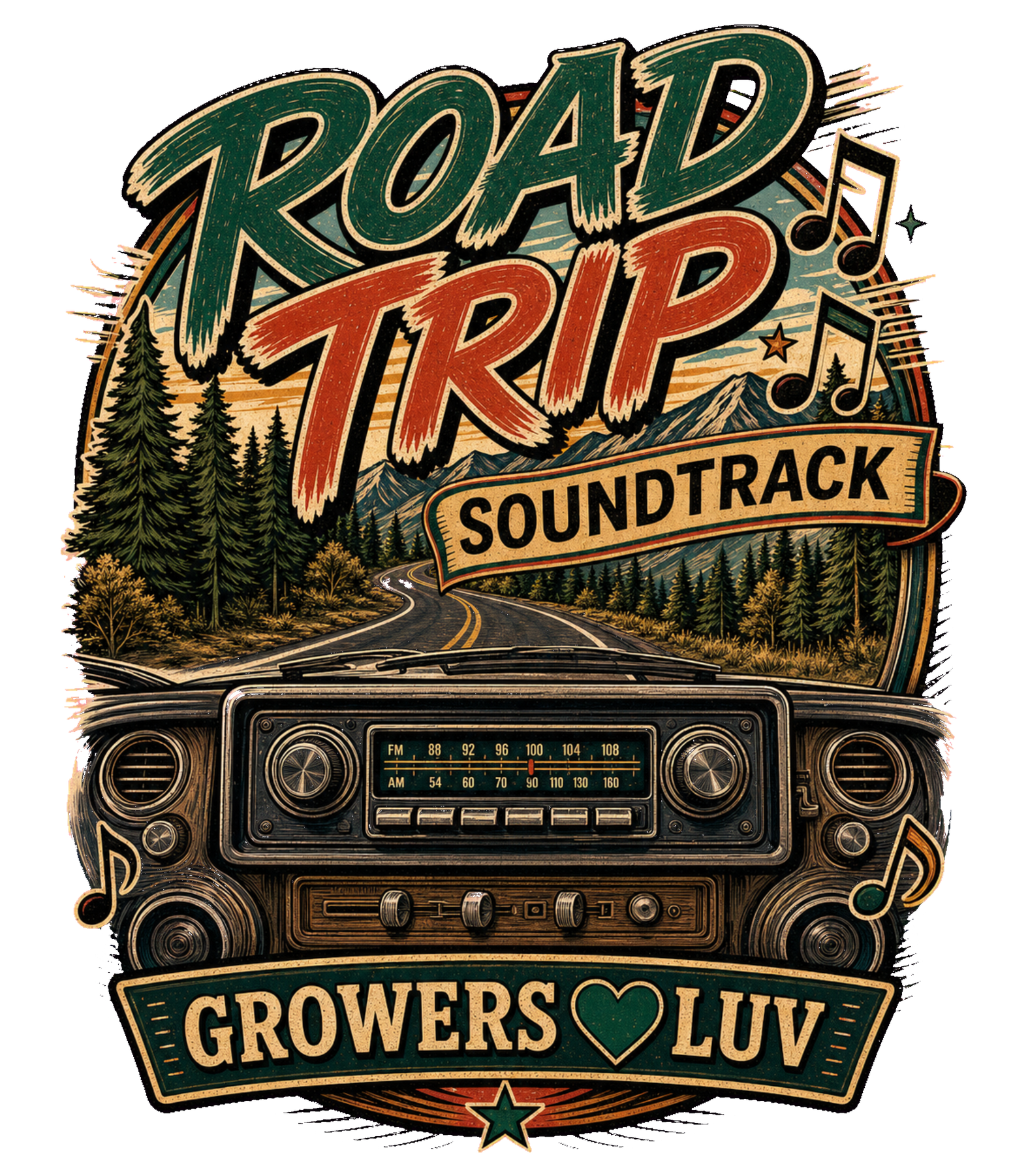 Road Trip Soundtrack Large Natural Tote Bag artwork detail