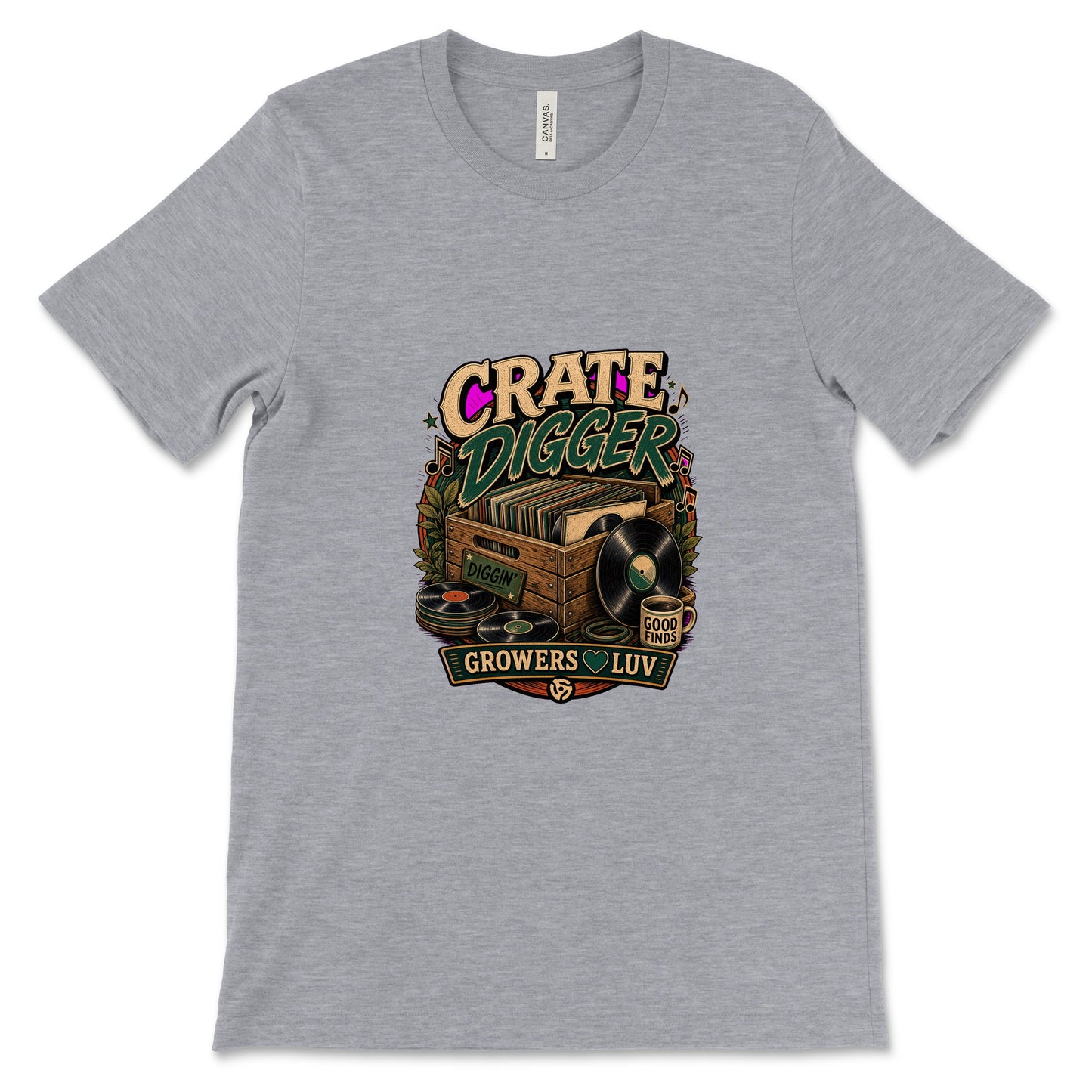 Crate Digger Women's Bella Canvas Graphic Tee in Athletic Heather
