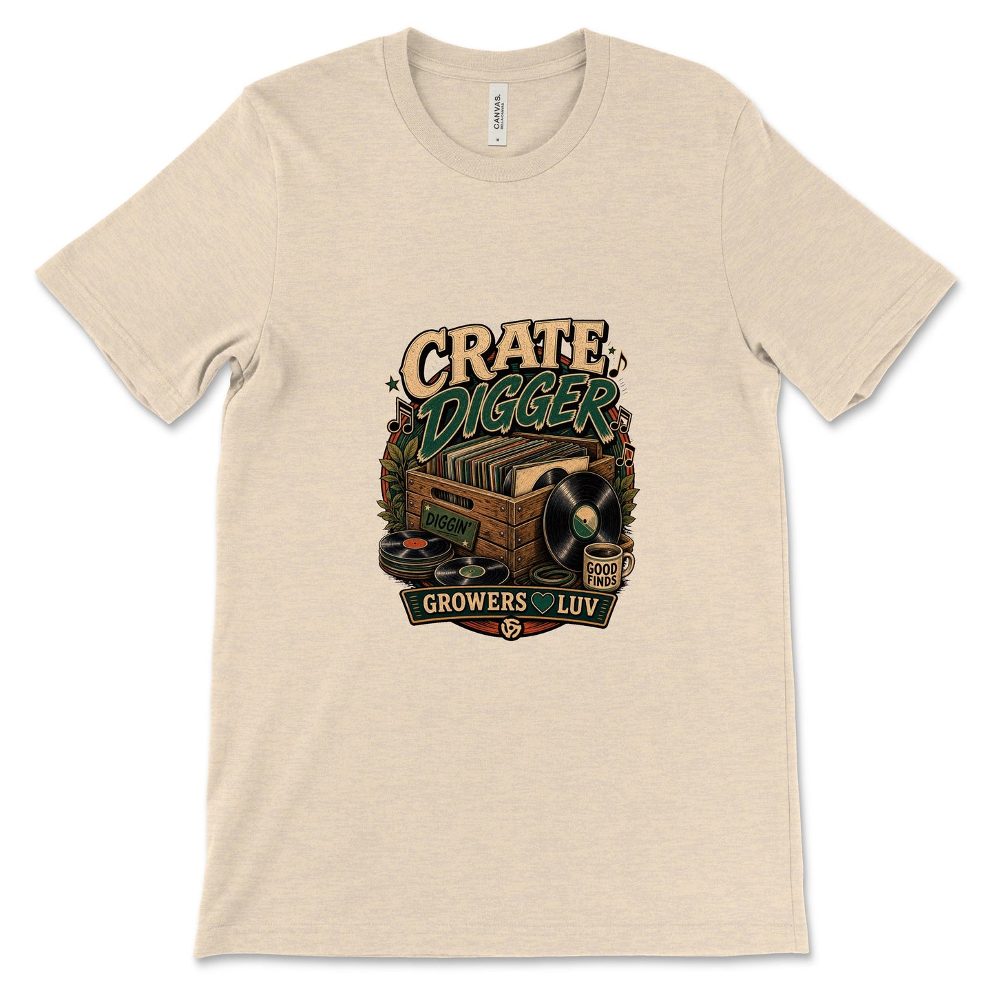 Crate Digger Women's Bella Canvas Graphic Tee in Heather Dust