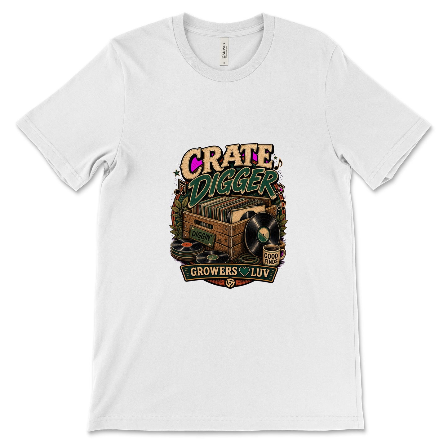 Crate Digger Women's Bella Canvas Graphic Tee in White